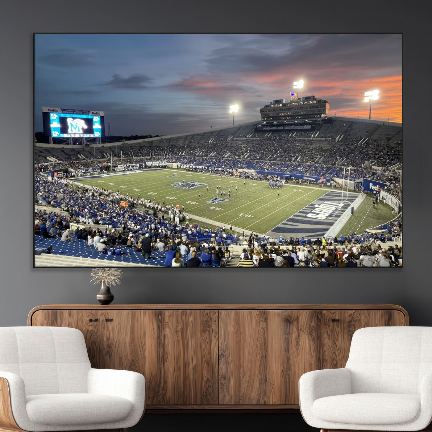 SEG-FC-51X34_Oversize - Memphis Tigers Football Team Print - Memphis Simmons Bank Liberty Stadium Wall Art Canvas Print