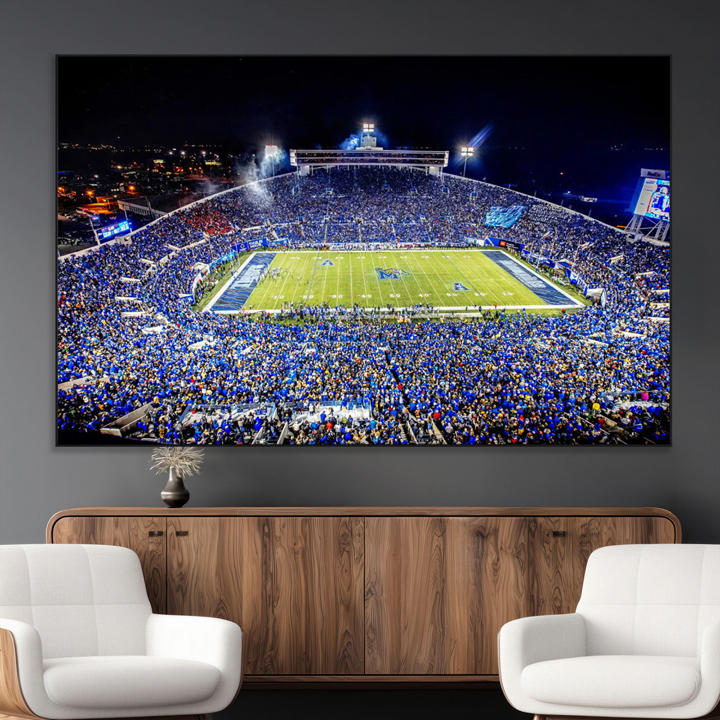 SEG-FC-51X34_Oversize - University of Memphis Tigers Football Team Print - Memphis Simmons Bank Liberty Stadium Wall Art