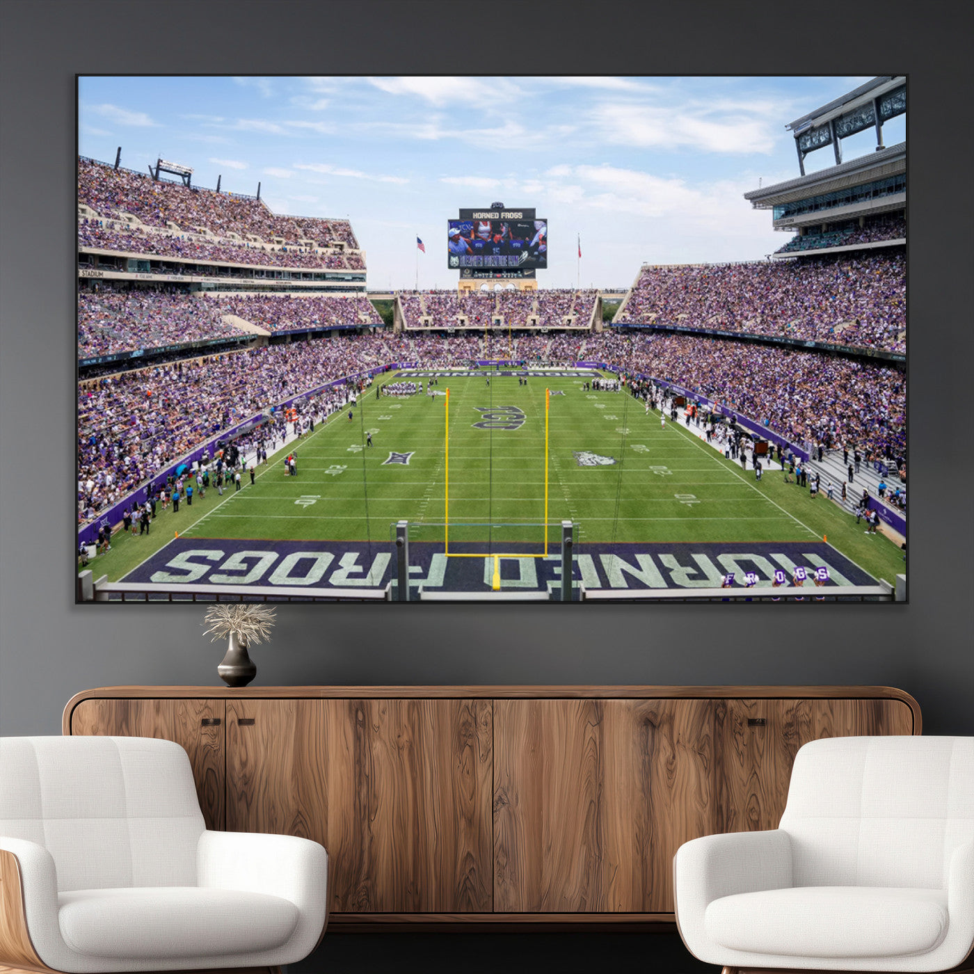 SEG-FC-51X34_Oversize - TCU Horned Frogs Football Team Print - Fort Worth Amon G. Carter Stadium Wall Art Canvas Print