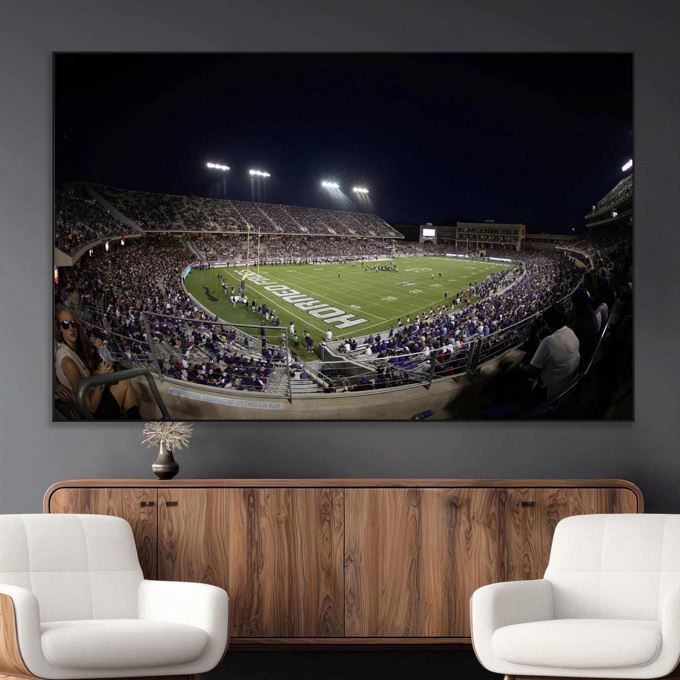 SEG-FC-51X34_Oversize - TCU Horned Frogs Football Team Print - Fort Worth Amon G. Carter Stadium Wall Art Canvas Print.