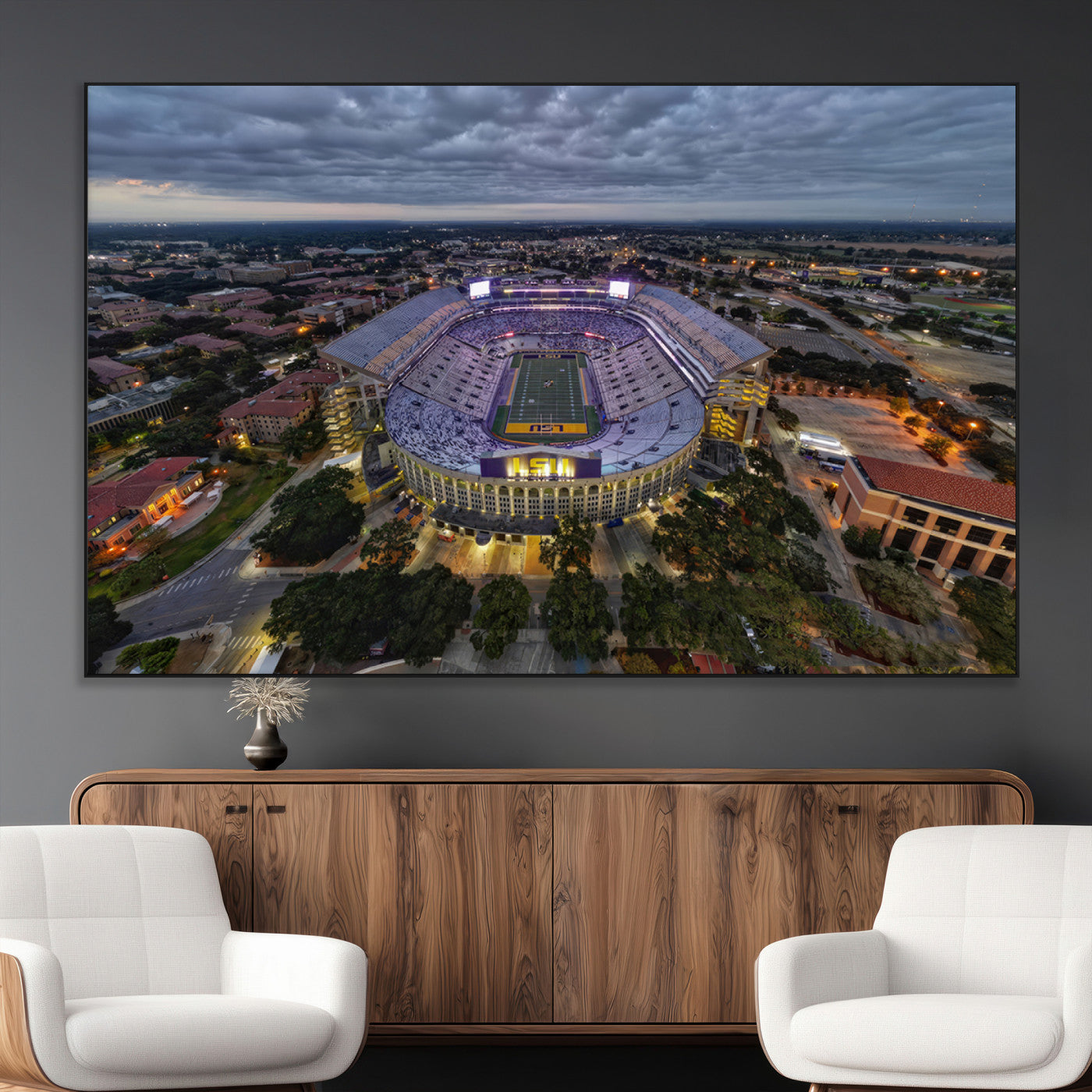 SEG-FC-51X34_Oversize - The Louisiana State University Tigers Football Team Print - Baton Rouge Tiger Stadium Wall Art
