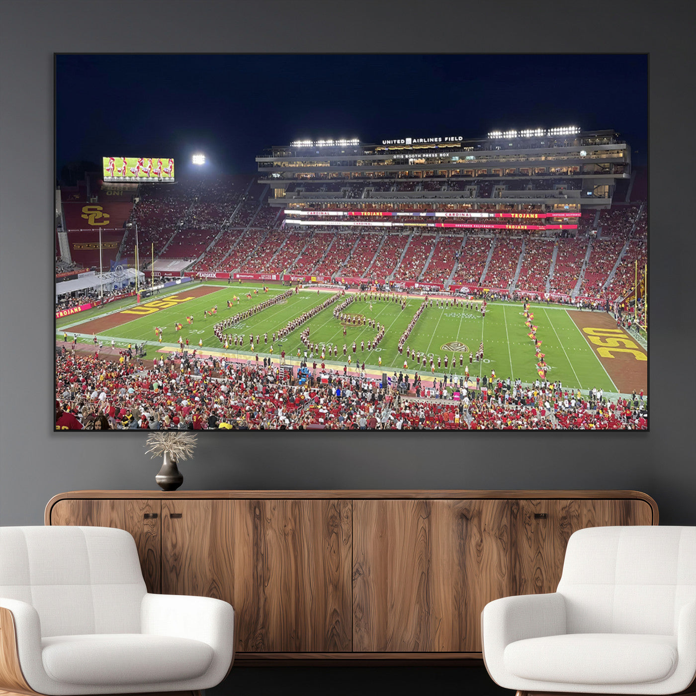 SEG-FC-51X34_Oversize - The University of Southern California USC Trojans Football Team Print - Los Angeles Memorial