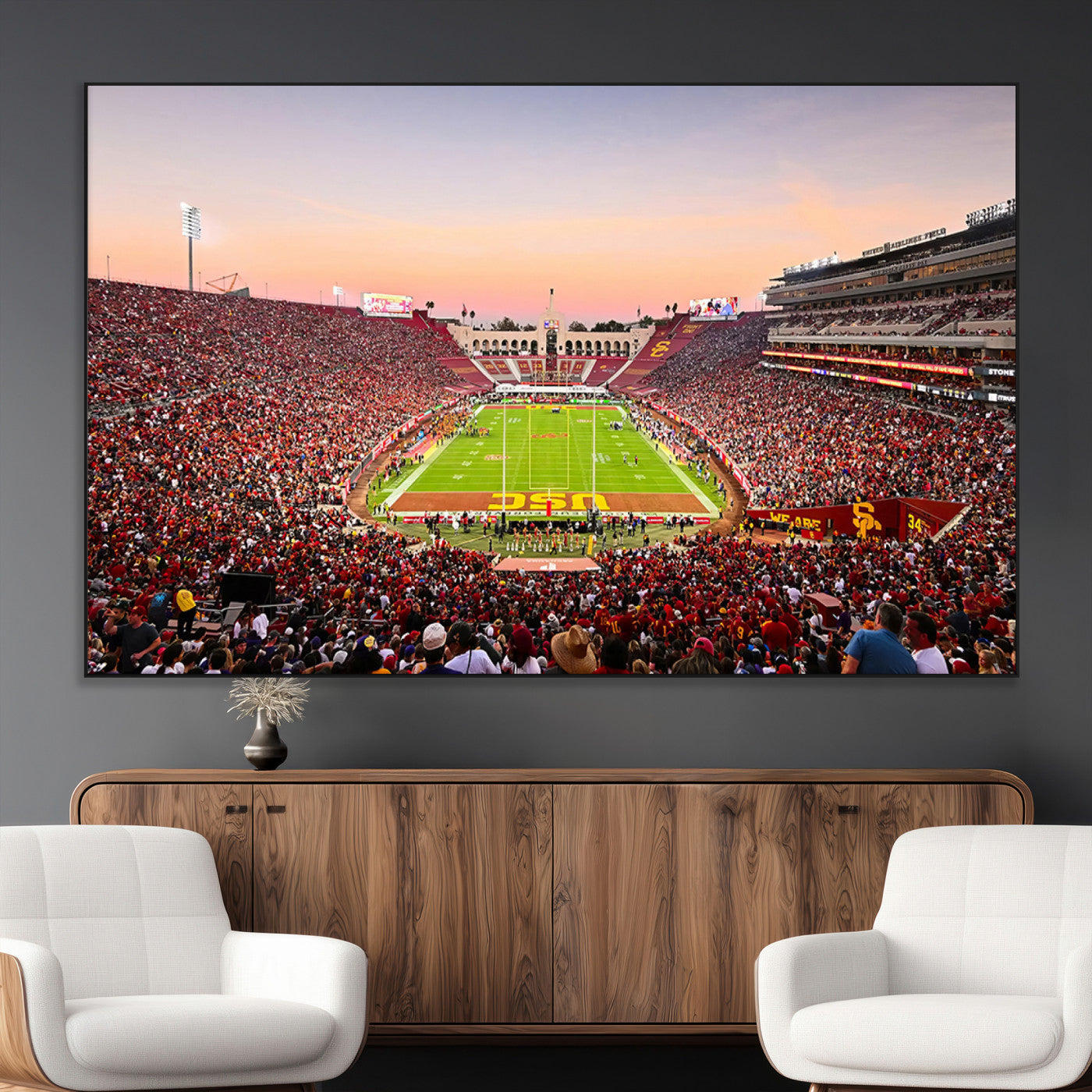 SEG-FC-51X34_Oversize - The University of Southern California USC Trojans Football Team Print - Los Angeles Memorial