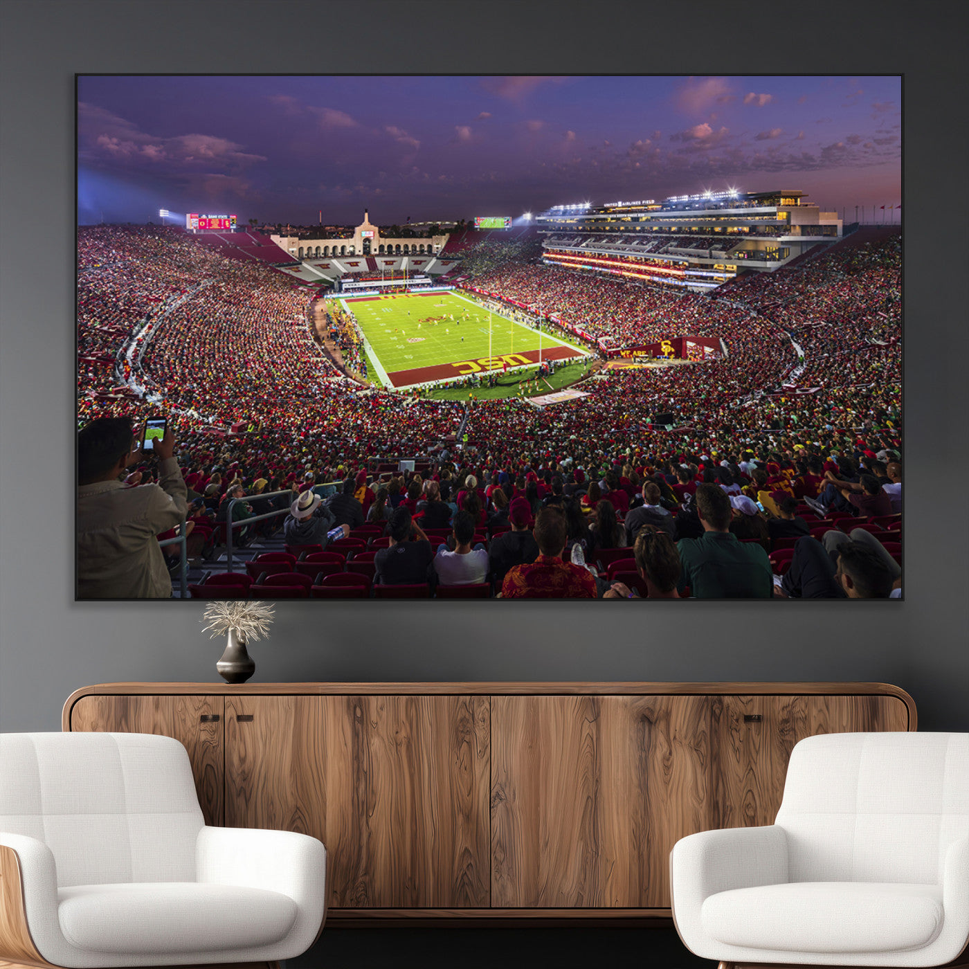 SEG-FC-51X34_Oversize - The University of Southern California USC Trojans Football Team Print - Los Angeles Memorial