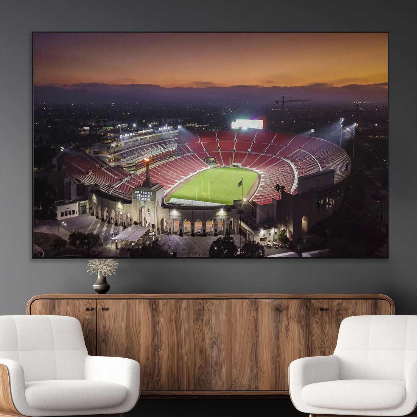 SEG-FC-51X34_Oversize - The University of Southern California USC Trojans Football Team Print - Los Angeles Memorial