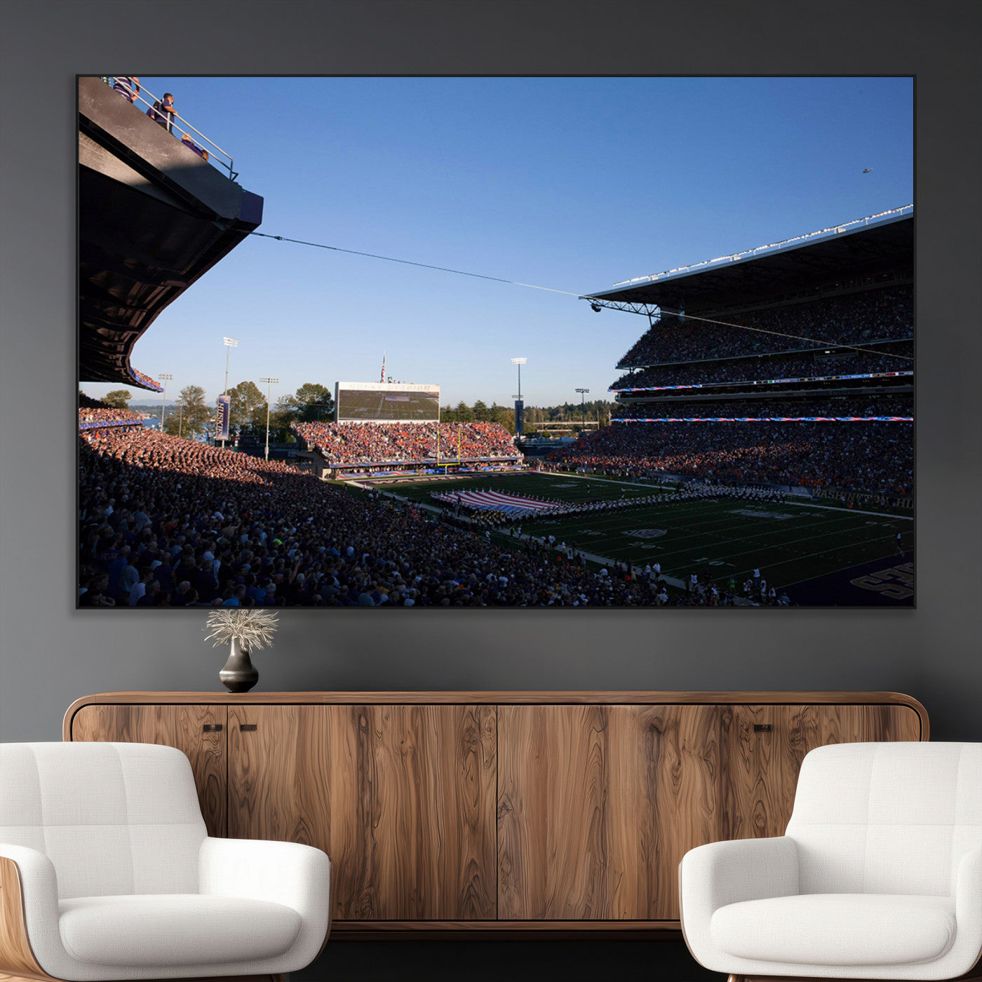 SEG-FC-51X34_Oversize - The University of Washington Huskies Football Team Print - Seattle Husky Stadium Wall Art Canvas