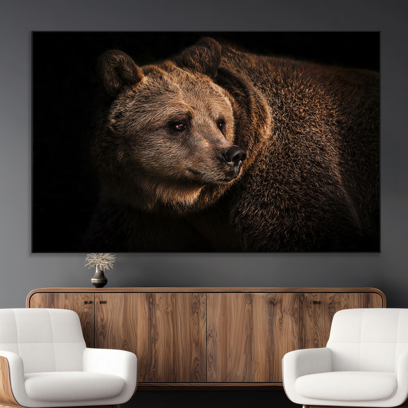 SEG-FC-51X34_Oversize - Wild Grizzly 399 Bear Canvas Wall Art Print, Bear Animal Canvas Artwork Print, Black Bear Wall Art