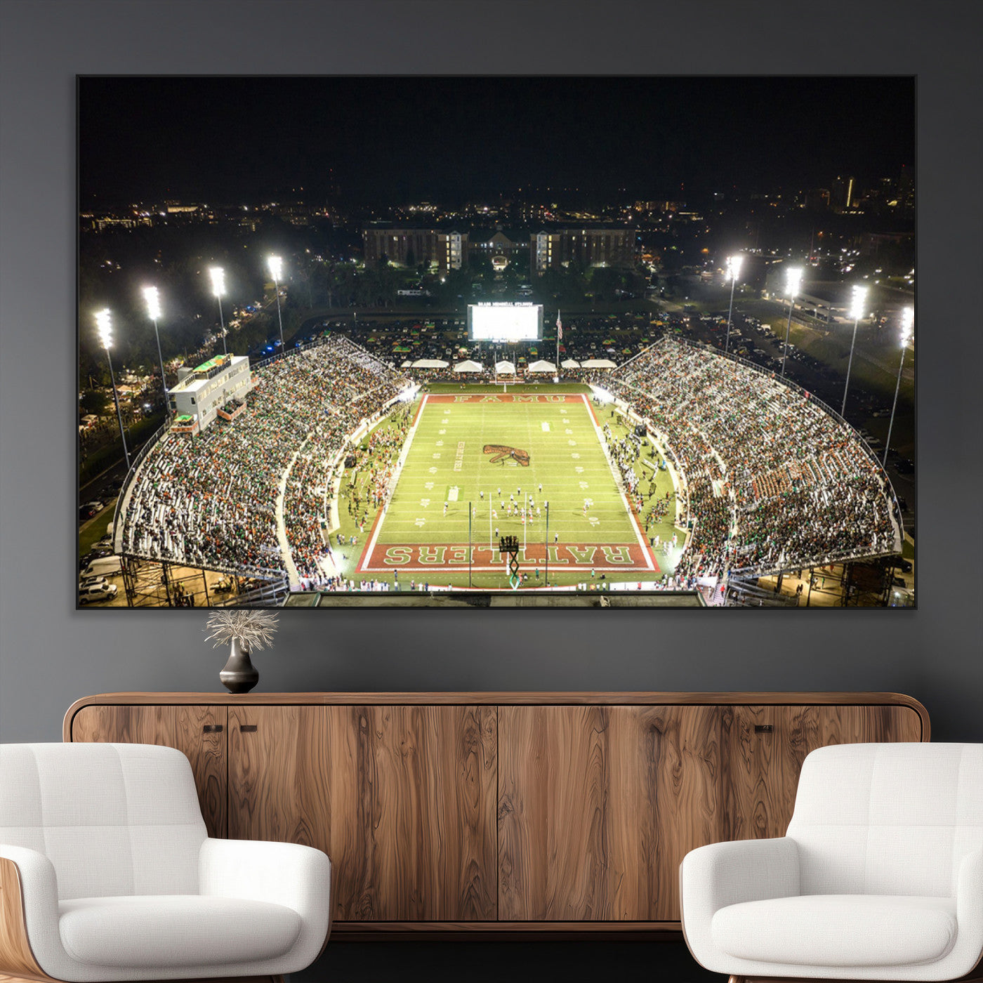 SEG-FC-51X34_Oversize - Florida A&M Rattlers Football Team Print - Tallahassee Bragg Memorial Stadium Wall Art Canvas Print