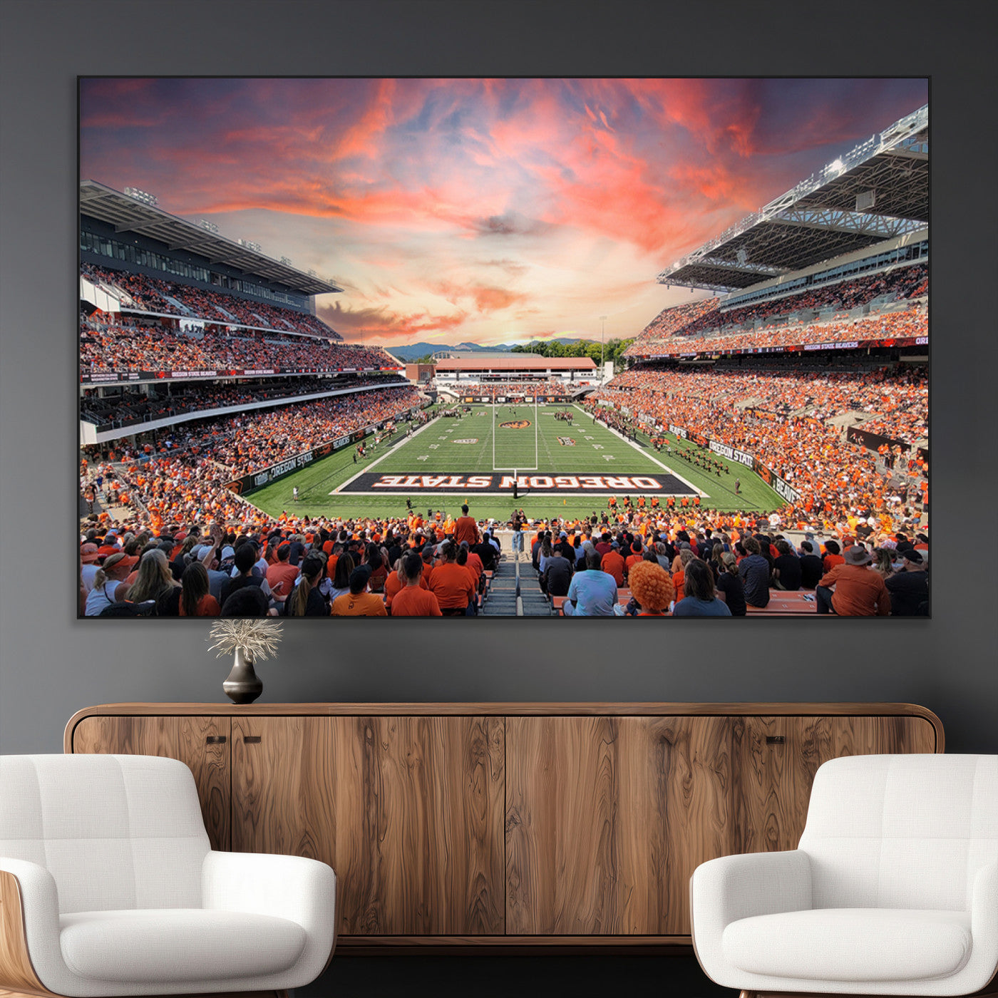SEG-FC-51X34_Oversize - Oregon State Beavers Football Team Print - Corvallis Reser Stadium Wall Art Canvas Print