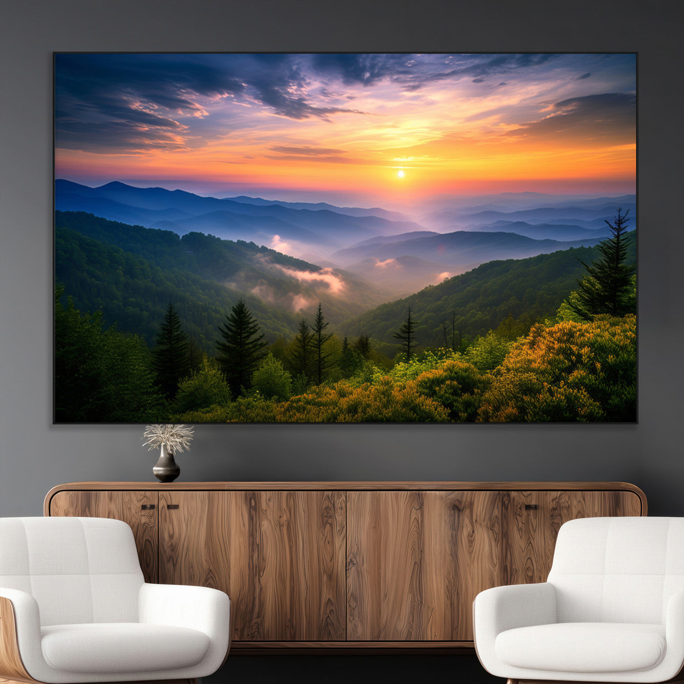 SEG-FC-51X34_Oversize - Majestic Mountain Sunrise Print | Landscape Wall Art | Canvas Print Ready to Hang | Farmhouse Wall