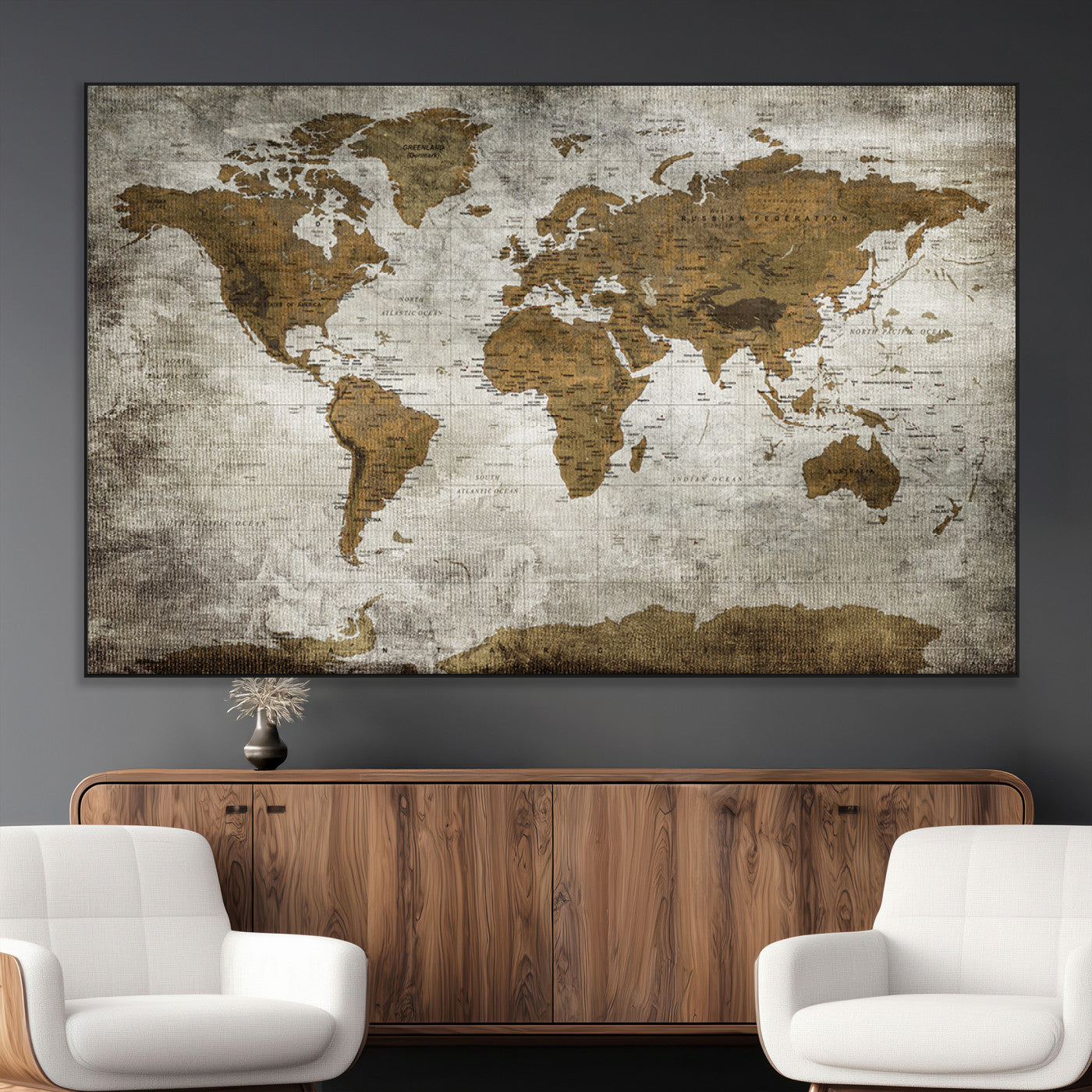 SEG-FC-51X34_Oversize - Push Pin World Map Canvas Print – Framed Wall Art for Couples to Track Their Travels – Anniversary