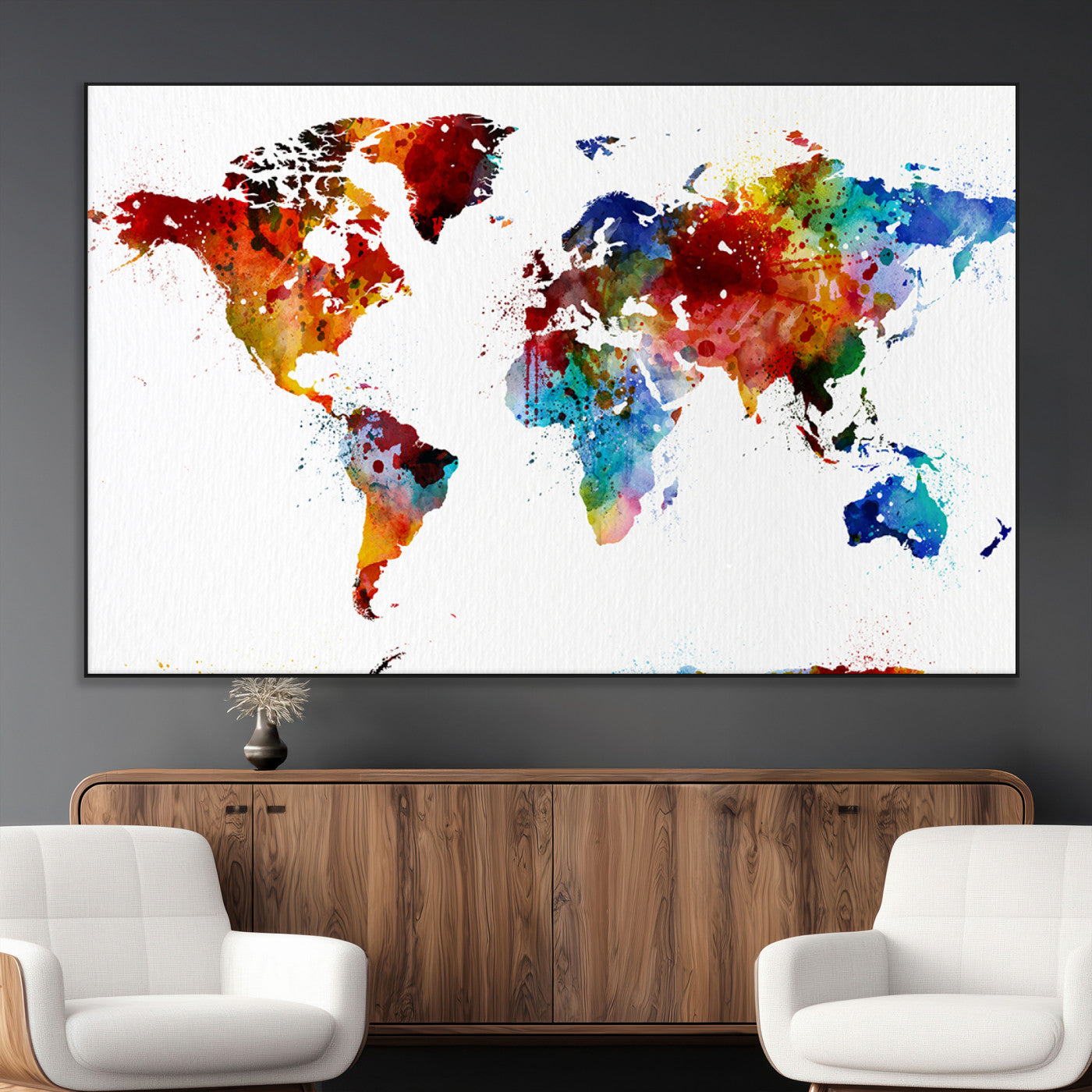 SEG-FC-51X34_Oversize - Push Pin World Map Canvas Print – Framed Wall Art for Couples to Track Their Travels – Anniversary