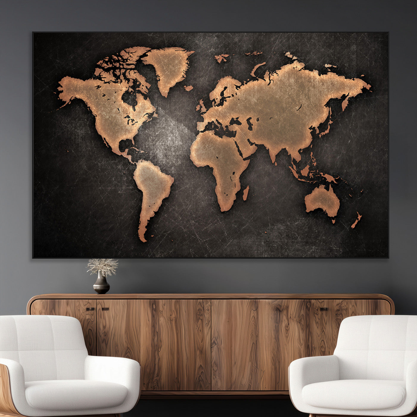 SEG-FC-51X34_Oversize - Push Pin World Map Canvas Print – Framed Wall Art for Couples to Track Their Travels – Anniversary