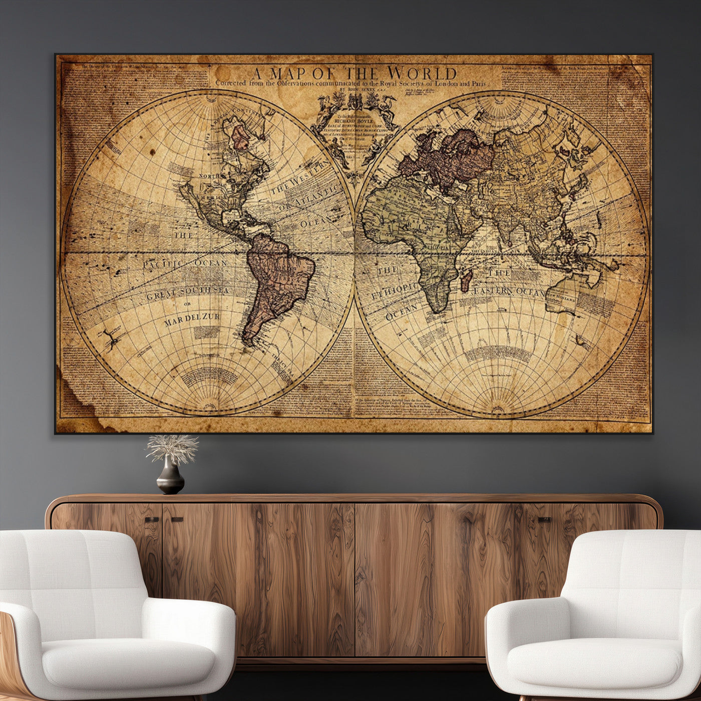 SEG-FC-51X34_Oversize - Push Pin World Map Canvas Print – Framed Wall Art for Couples to Track Their Travels – Anniversary