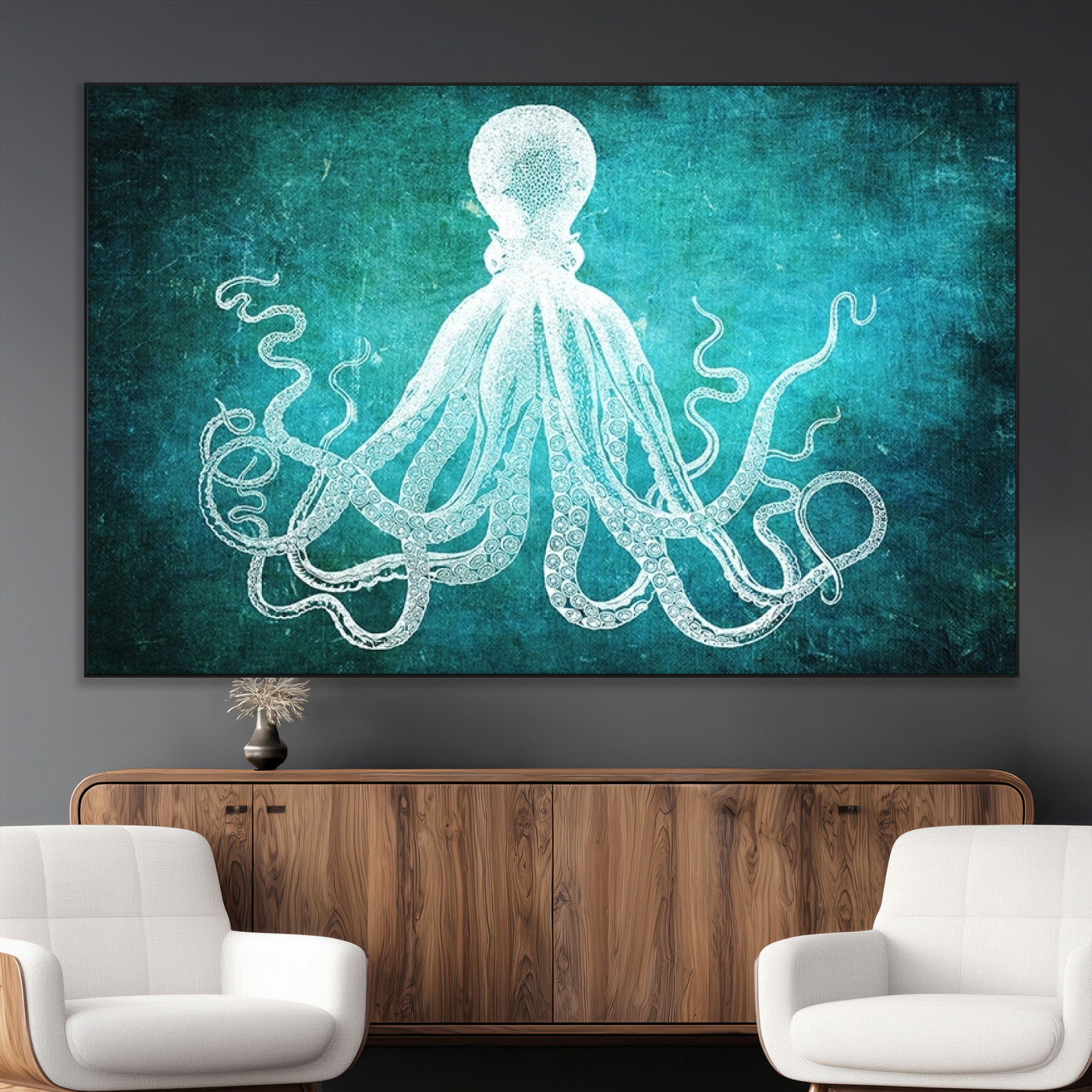 SEG-FC-51X34_Oversize - Green Octopus Abstract Wall Art Canvas Print