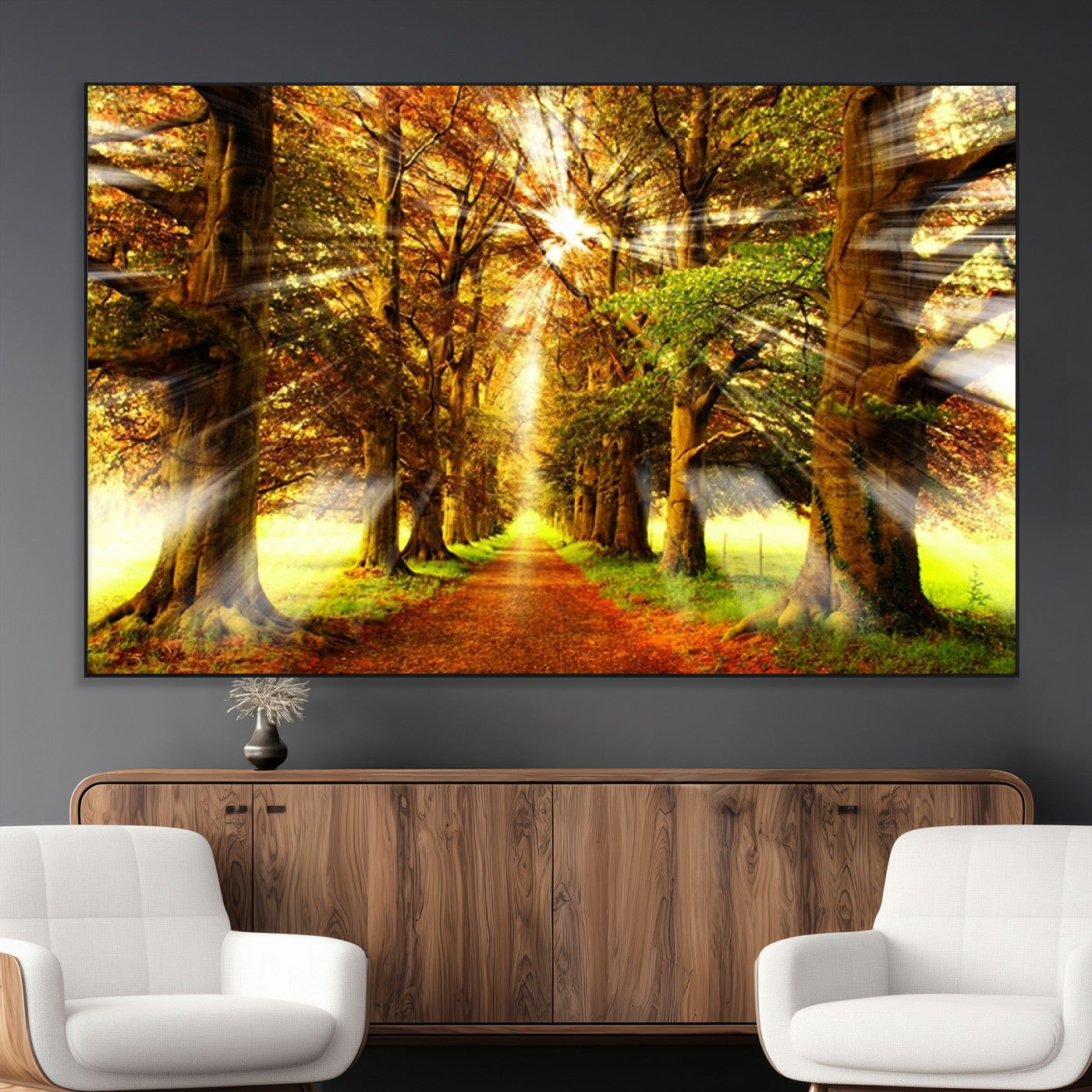 -Sunshine in Forest and Trees Wall Art Canvas Print