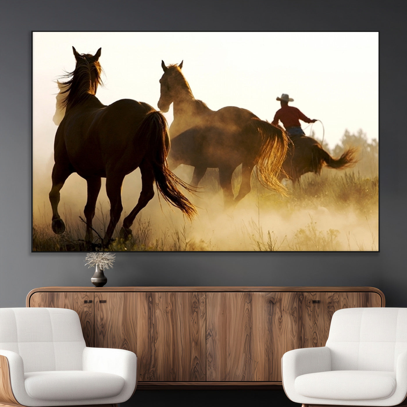 SEG-FC-51X34_Oversize - Horses and Cowboys Wall Art Canvas Print