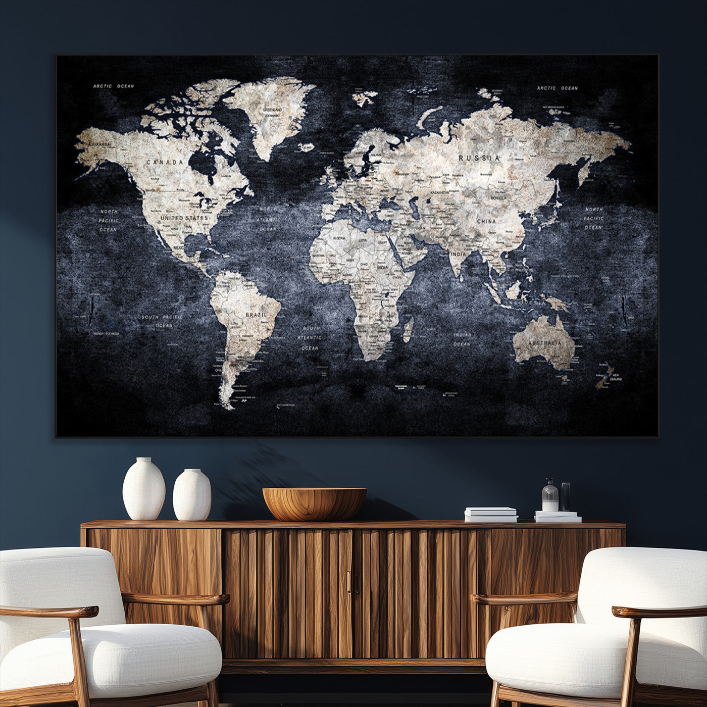 SEG-FC-51X34_Oversize - World Map Wall Art Canvas Print for Home and Office Decor