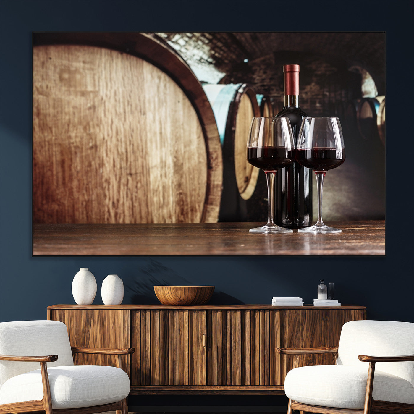 SEG-FC-51X34_Oversize - Wine and Barrel Wall Art Canvas Print