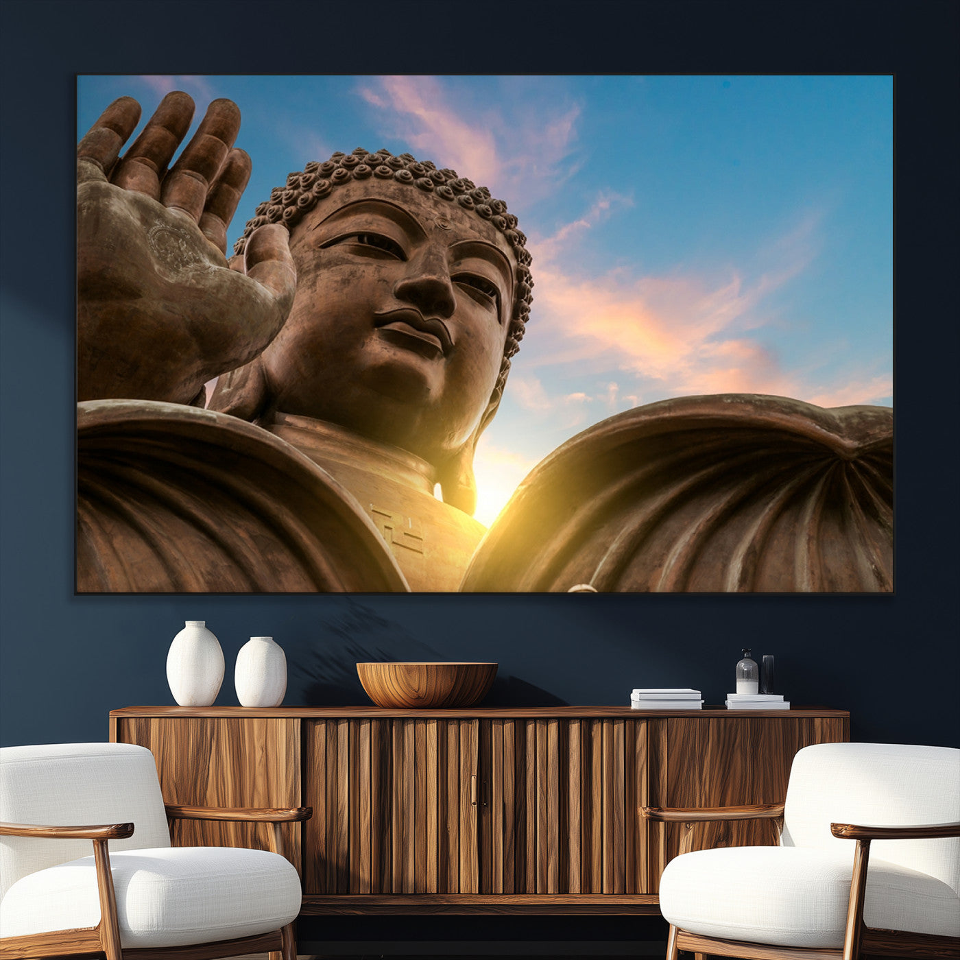 SEG-FC-51X34_Oversize - Buddha Statue and Daylight Wall Art, Buddha Statue Wall Art Canvas Print