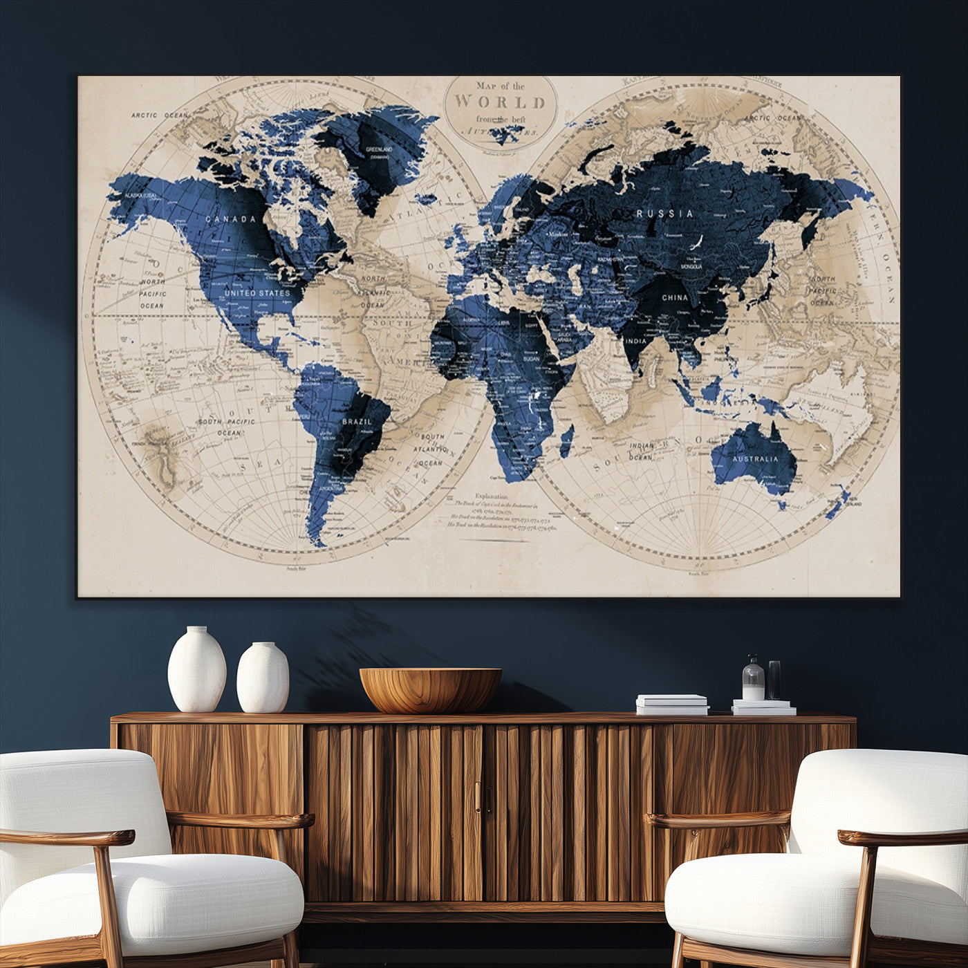 SEG-FC-51X34_Oversize - World Map Wall Art Canvas Print for Home and Office Decor