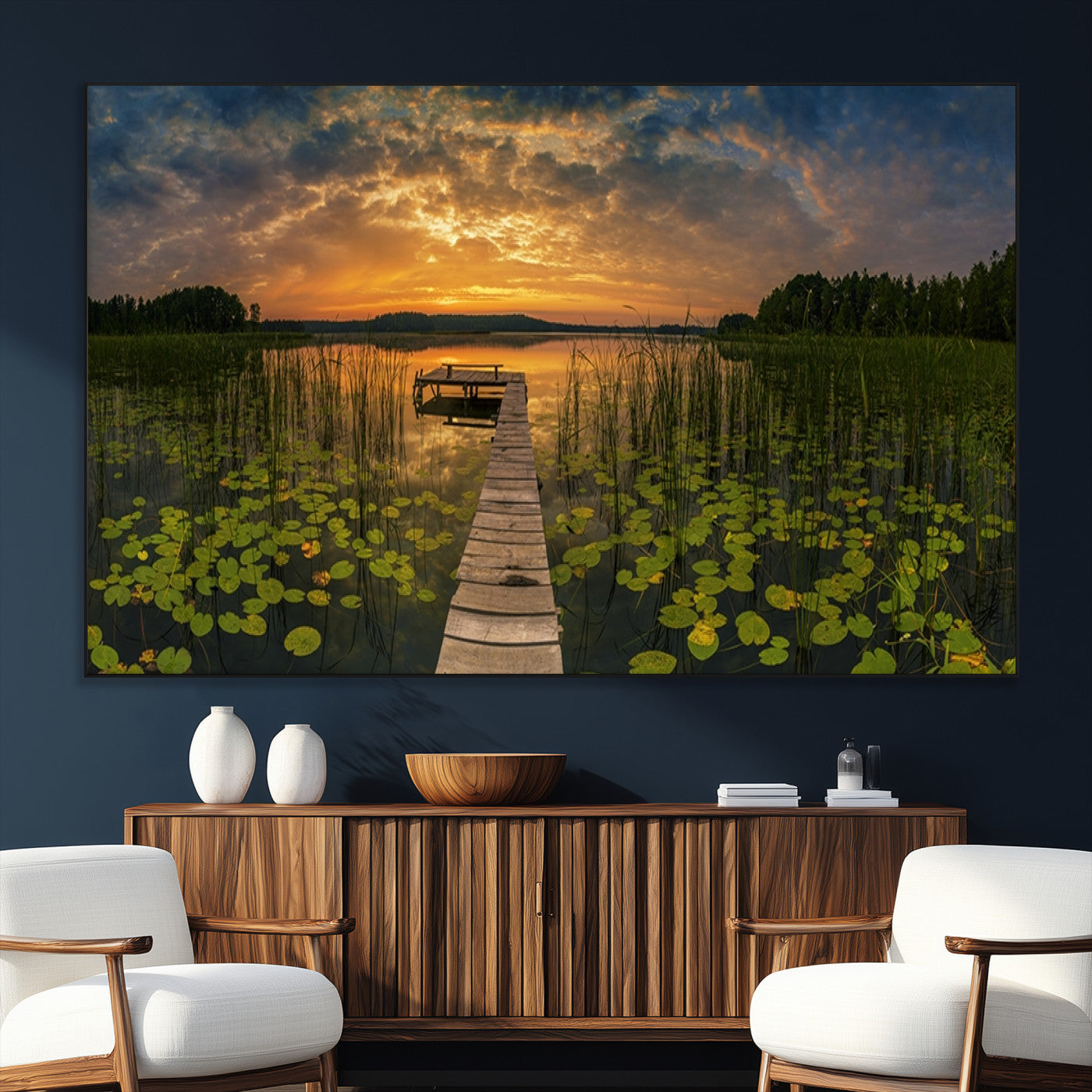 28103-SEG-FC-51X34_Oversize_Oversize-Lake and Flower Wall Art Canvas Print