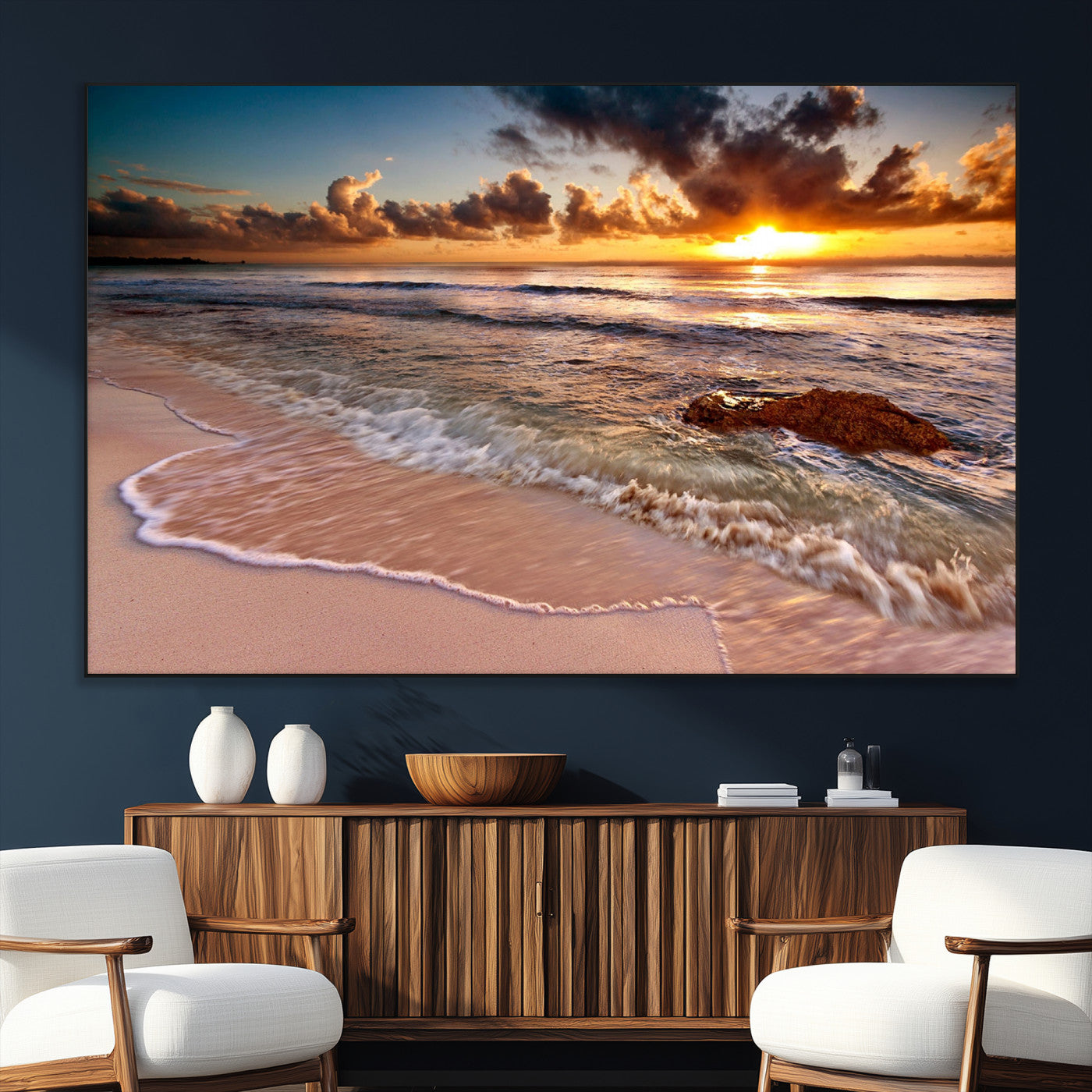 SEG-FC-51X34_Oversize - Sunset on Ocean Wall Art Canvas Print