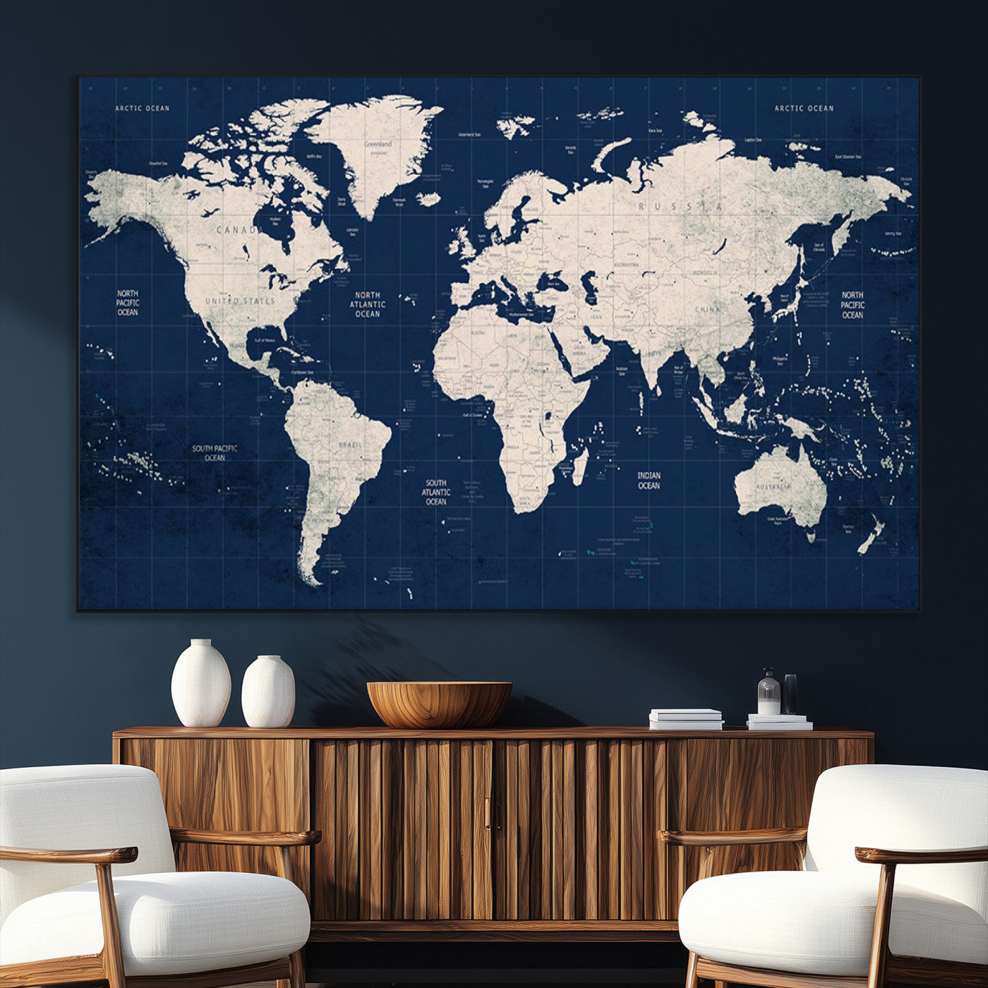 17866-SEG-FC-51X34_Oversize_Oversize-Push Pin World Map Canvas Print – Framed Wall Art for Couples to Track Their Travels – Anniversary