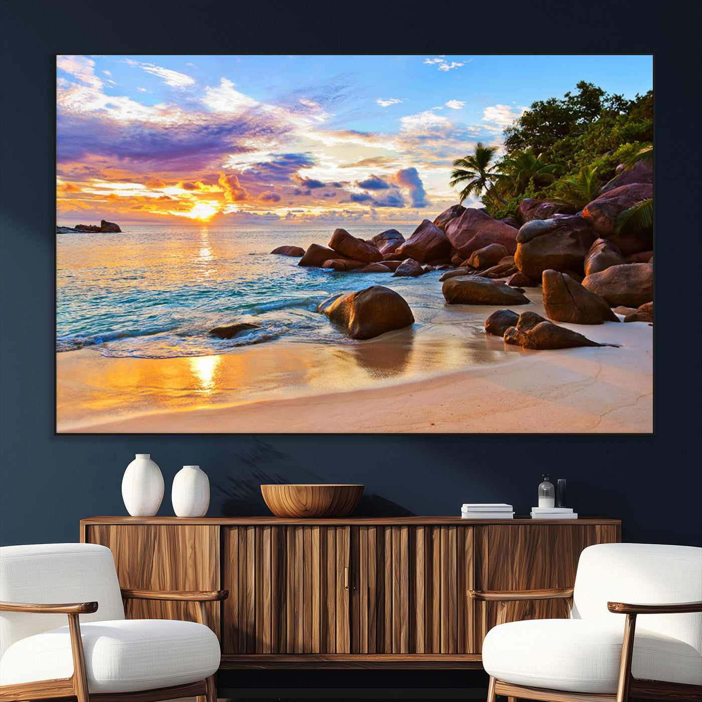 SEG-FC-51X34_Oversize - Tropical Island Beach Sunset Canvas Print