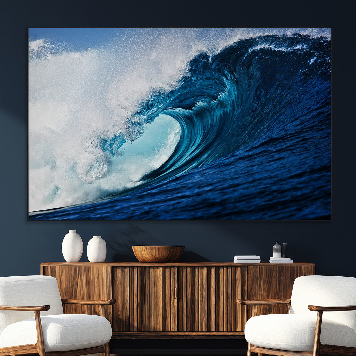 SEG-FC-51X34_Oversize - Ocean Wave at Sunset Canvas Art, Large Wall Print of Vibrant Water Waves, Coastal Art for Living