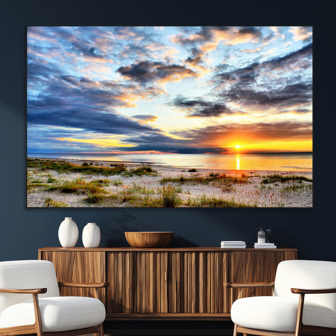 SEG-FC-51X34_Oversize - Sunset On The Ocean Wall Art Canvas Print