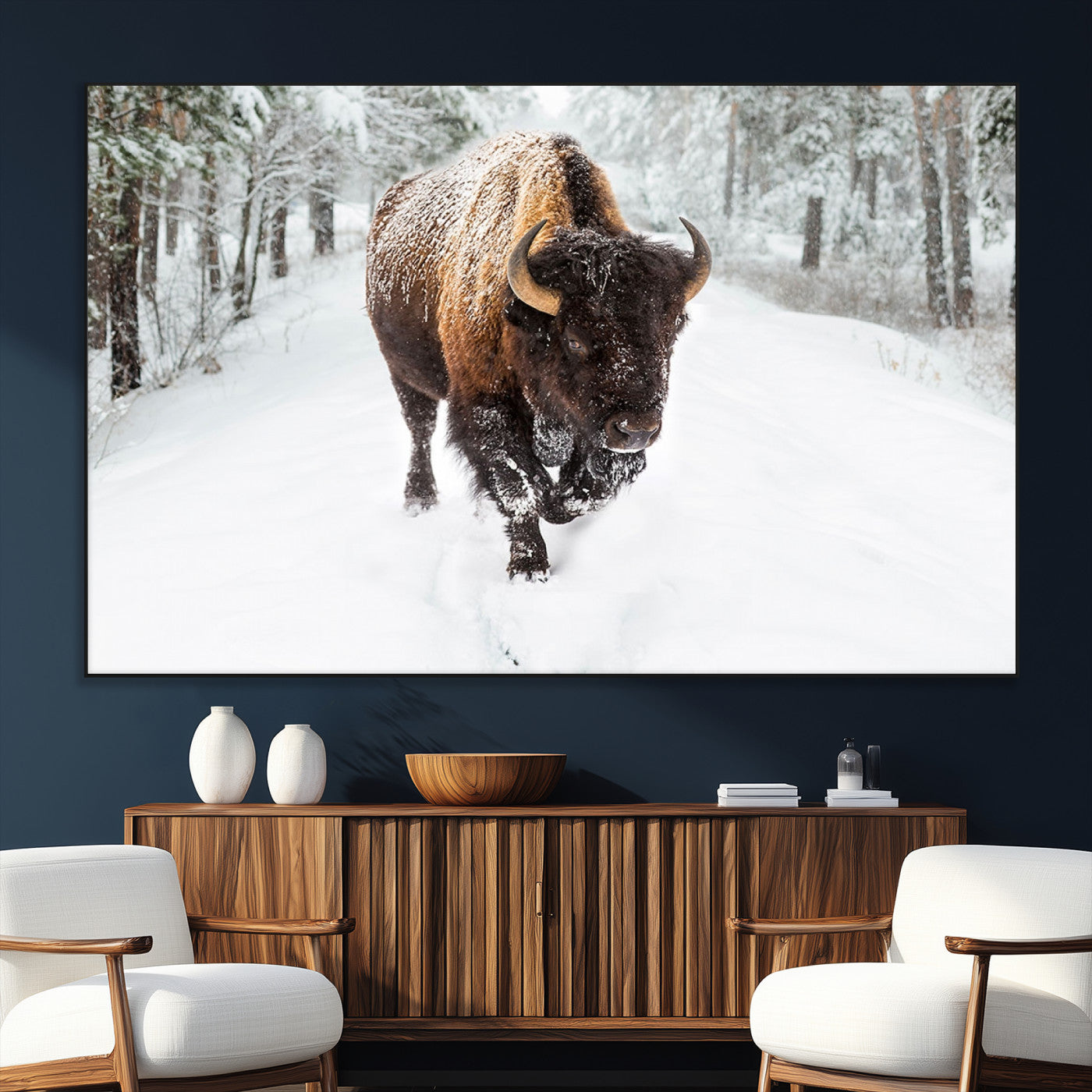 10109-SEG-FC-51X34_Oversize_Oversize-Bison Wall Art Canvas Print For Farmhouse, Animal Canvas Print, Wild Animal Wall Art