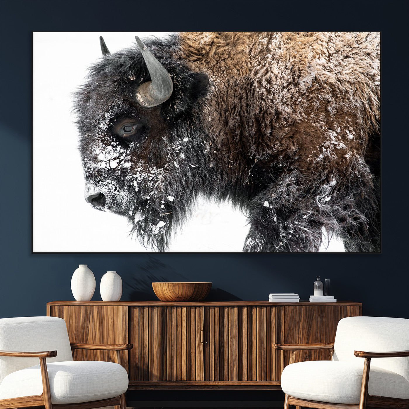 SEG-FC-51X34_Oversize - American Bison Wall Art Print | Buffalo Canvas Wall Art |  Framed and Ready to Hang Bison Print for
