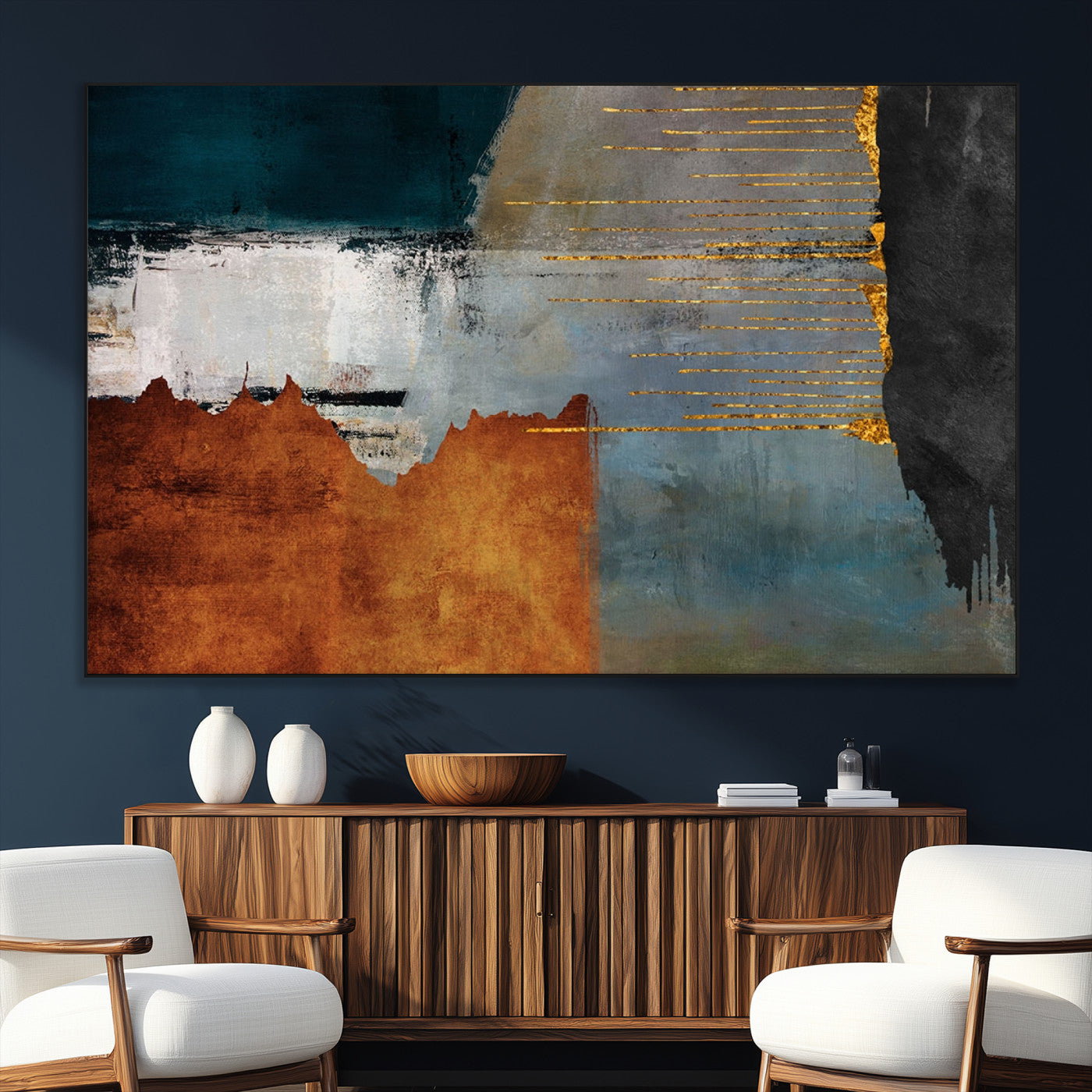 SEG-FC-51X34_Oversize - Modern Abstract Canvas Art Canvas Print - Framed and Ready to Hang Artwork for Contemporary Living