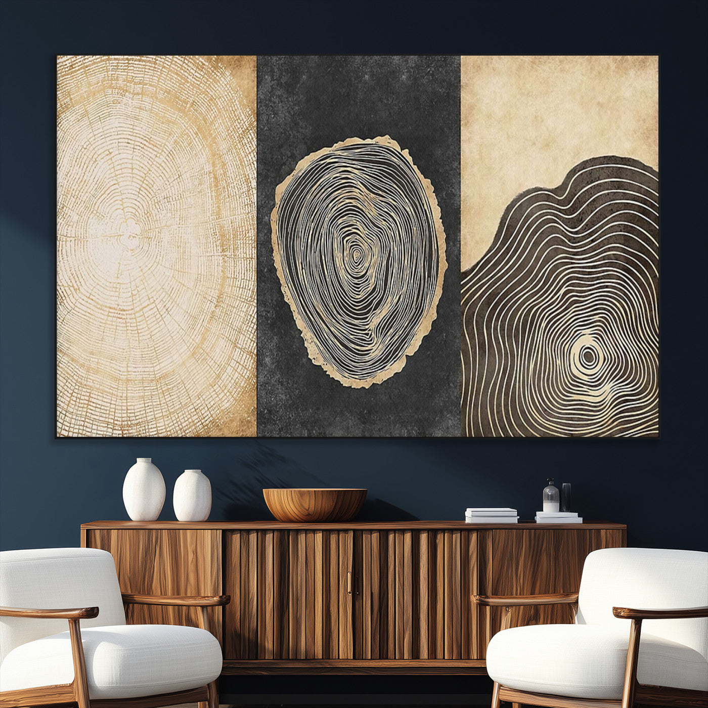 SEG-FC-51X34_Oversize - Tree Rings Canvas Wall Art Print – Minimalist Natural History in Modern Decor - Minimalist Boho Wall