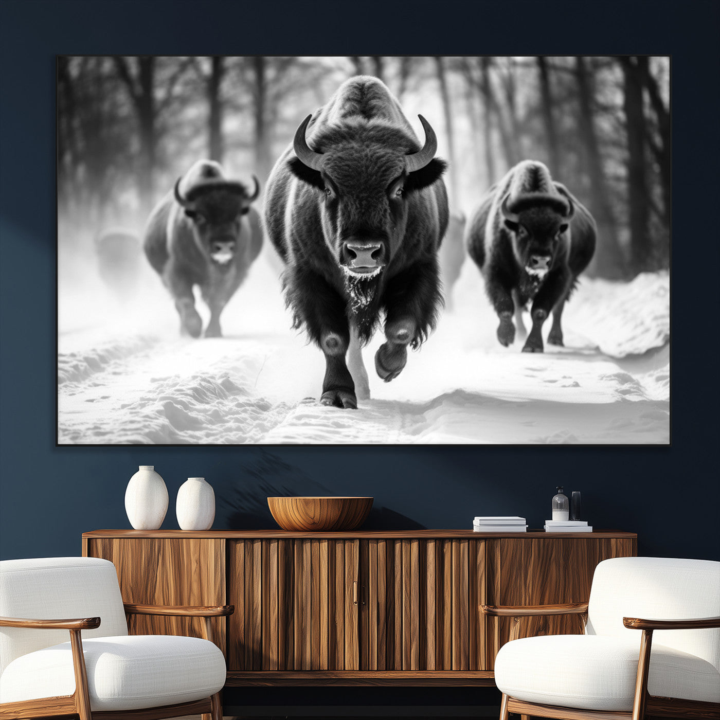 SEG-FC-51X34_Oversize - Buffalo Wall Art Canvas Print, Bison Family Wall Art Canvas Print