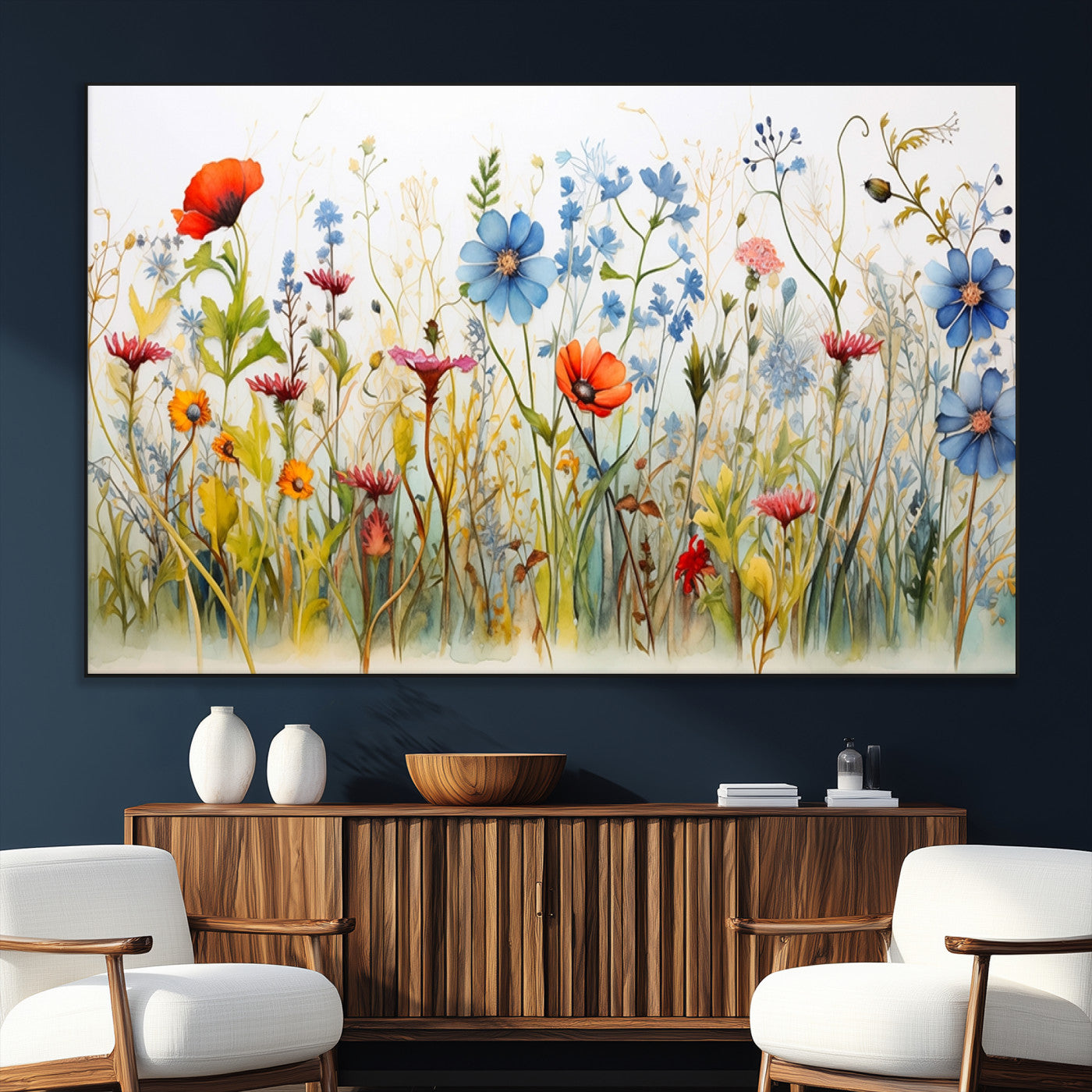 SEG-FC-51X34_Oversize - Colorful Wildflower Canvas Wall Art - Vibrant Floral Botanical Print, Bright Nature Decor for Living