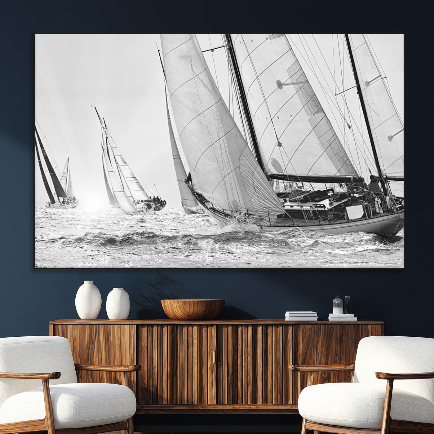 SEG-FC-51X34_Oversize - Yacht Sailboat Regatta Canvas Wall Art Canvas Print