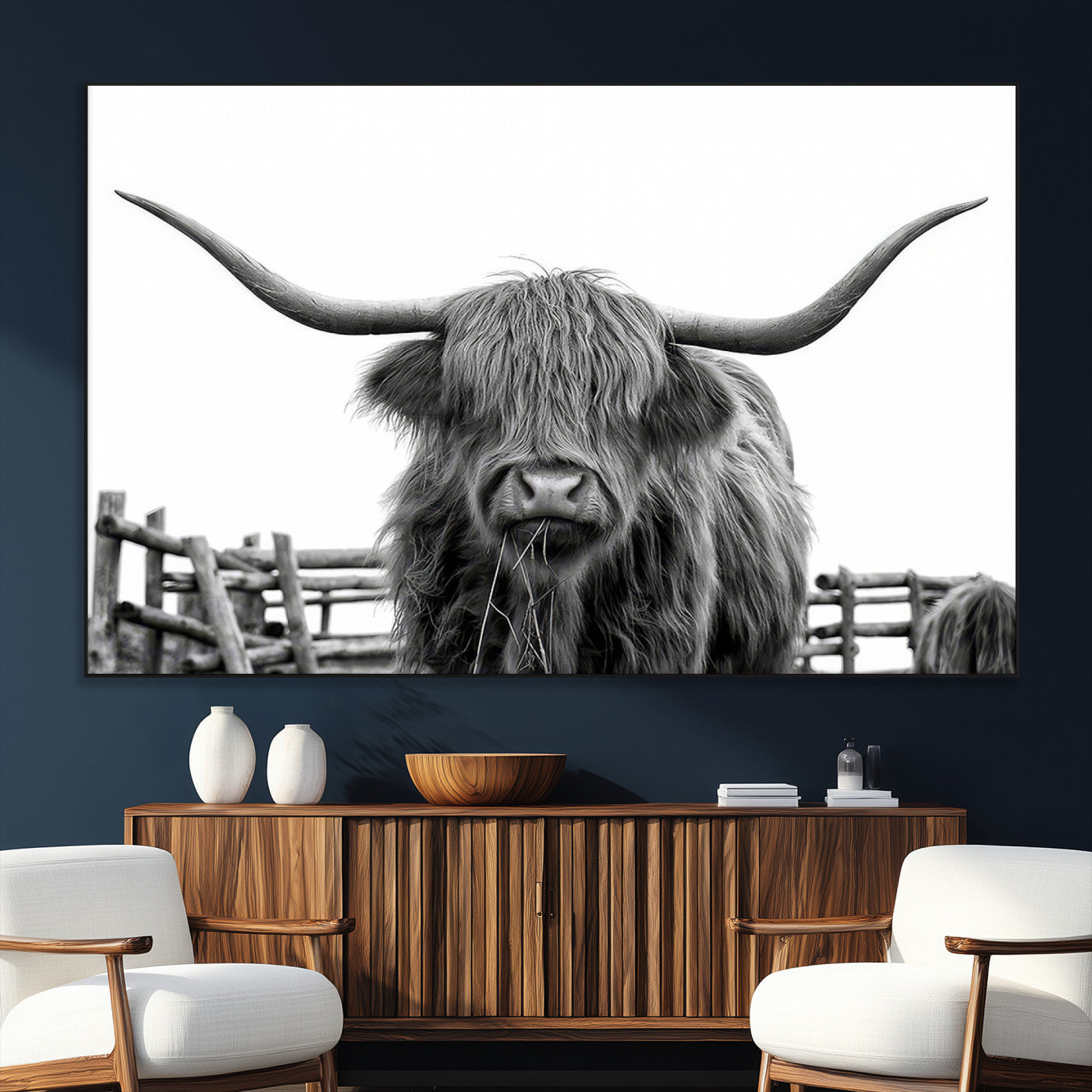 58188-SEG-FC-51X34_Oversize_Oversize-Longhorn Canvas Print, Bighorn Cow Wall Art Canvas Print