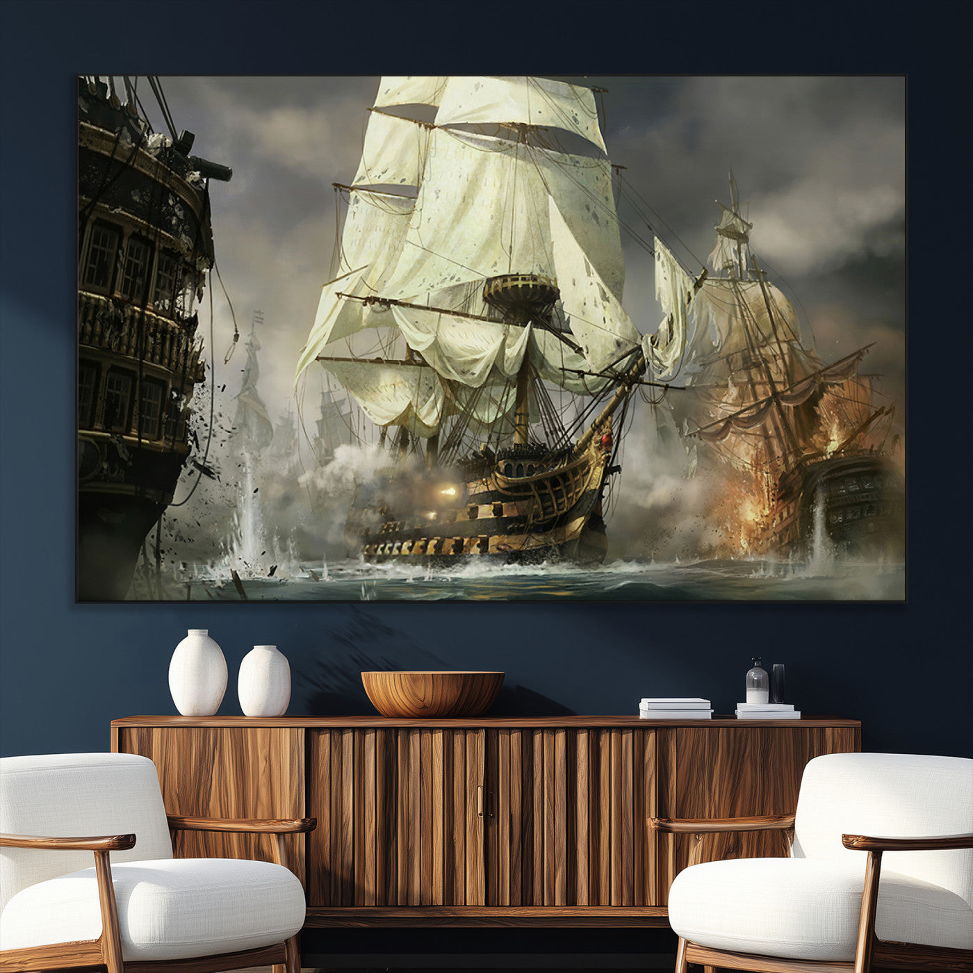 SEG-FC-51X34_Oversize - Pirate Ship War Wall Art Canvas Print