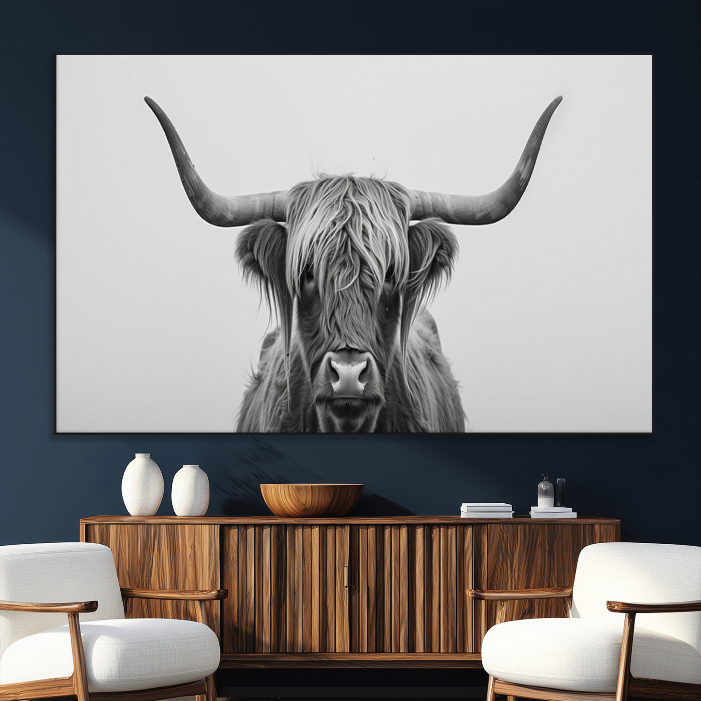 35820-SEG-FC-51X34_Oversize_Oversize-Farmhouse Longhorn Wall Art Canvas Print, Longhorn Texas Wall Art Canvas Print