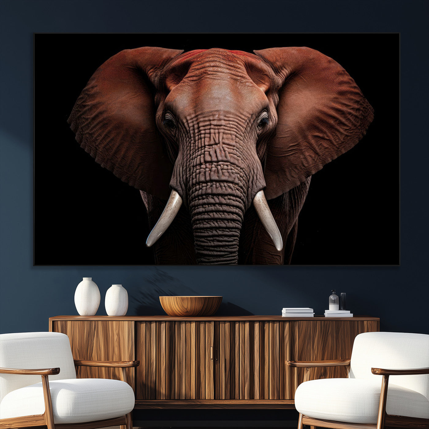 21941-SEG-FC-51X34_Oversize_Oversize-Wild Elephant Wall Art Canvas Print, Africa Savannah Wild Animal Wall Decor Print
