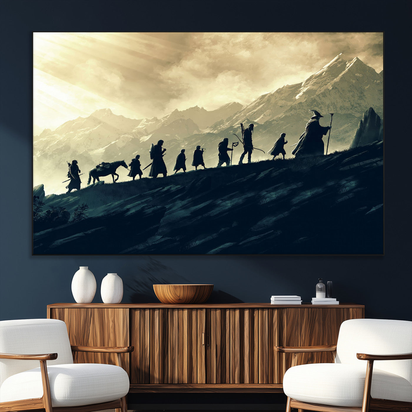 SEG-FC-51X34_Oversize - Lord of the Rings Silhouette Wall Art Capturing the Epic Quest Through Middle-Earth - The