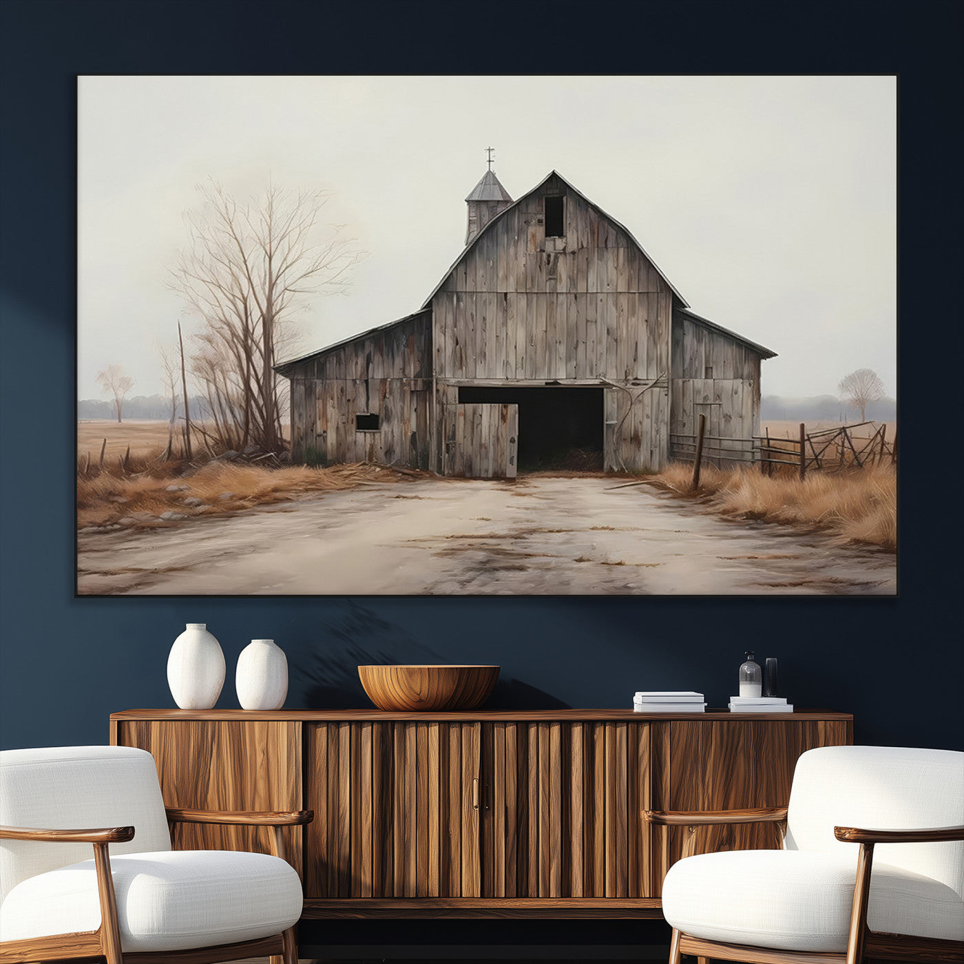 SEG-FC-51X34_Oversize - Farmhouse Rustic Barn Wall Art Canvas Print – Framed and Ready to Hang – Perfect Addition to