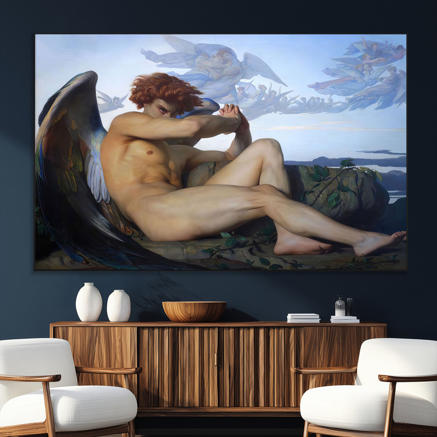 94220-SEG-FC-51X34_Oversize_Oversize-Fallen Angel Wall Art Canvas Print – Classic Art, Framed, Ready to Hang - Alexandre Cabanel