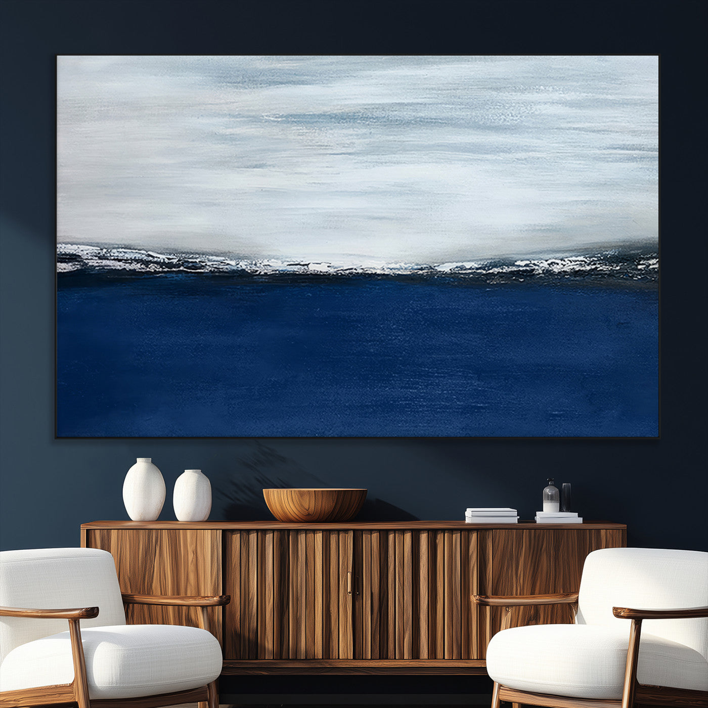 62197-SEG-FC-51X34_Oversize_Oversize-Navy Blue Abstract Wall Art Canvas Print