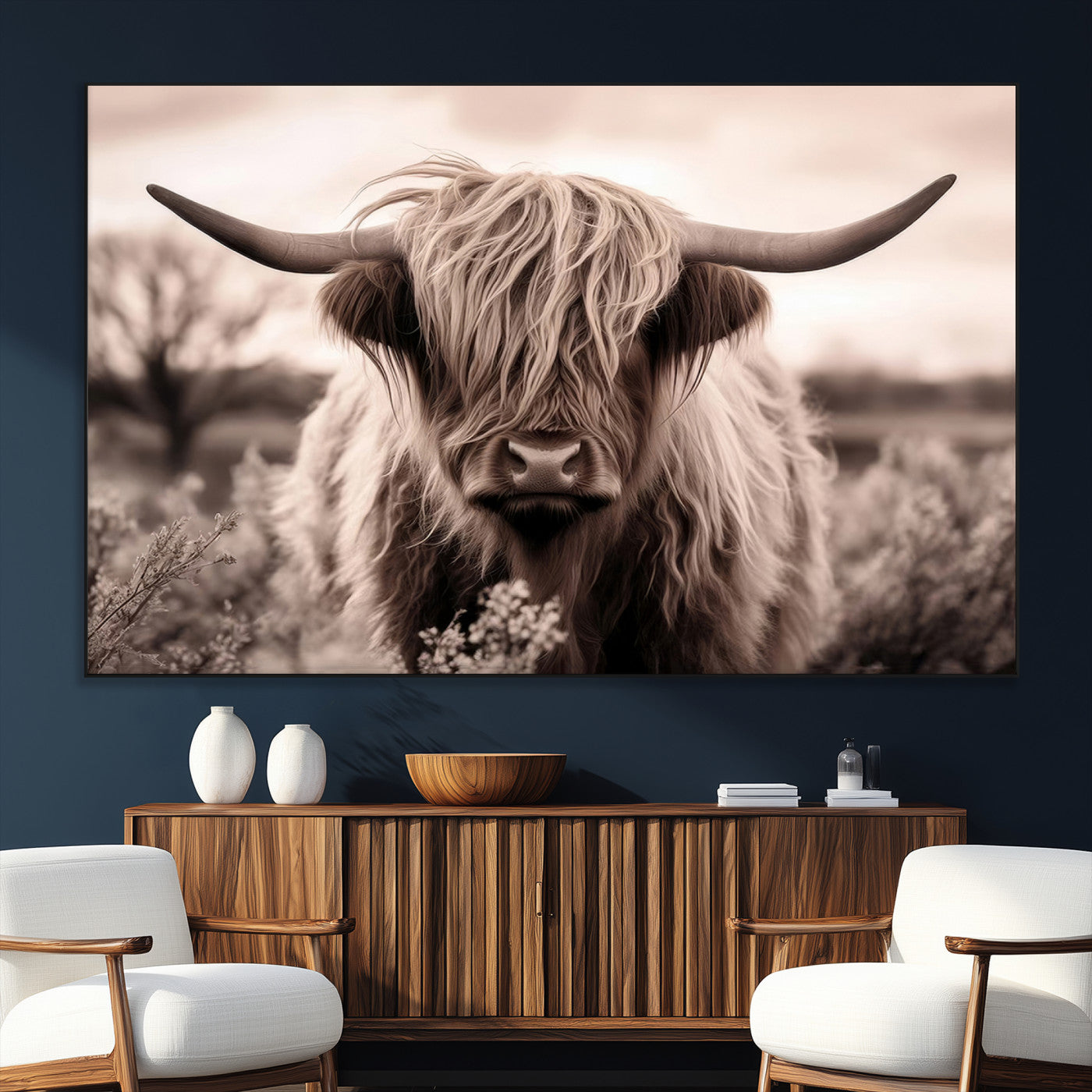 SEG-FC-51X34_Oversize - Scottish Cow Longhorn Wall Art Canvas Print