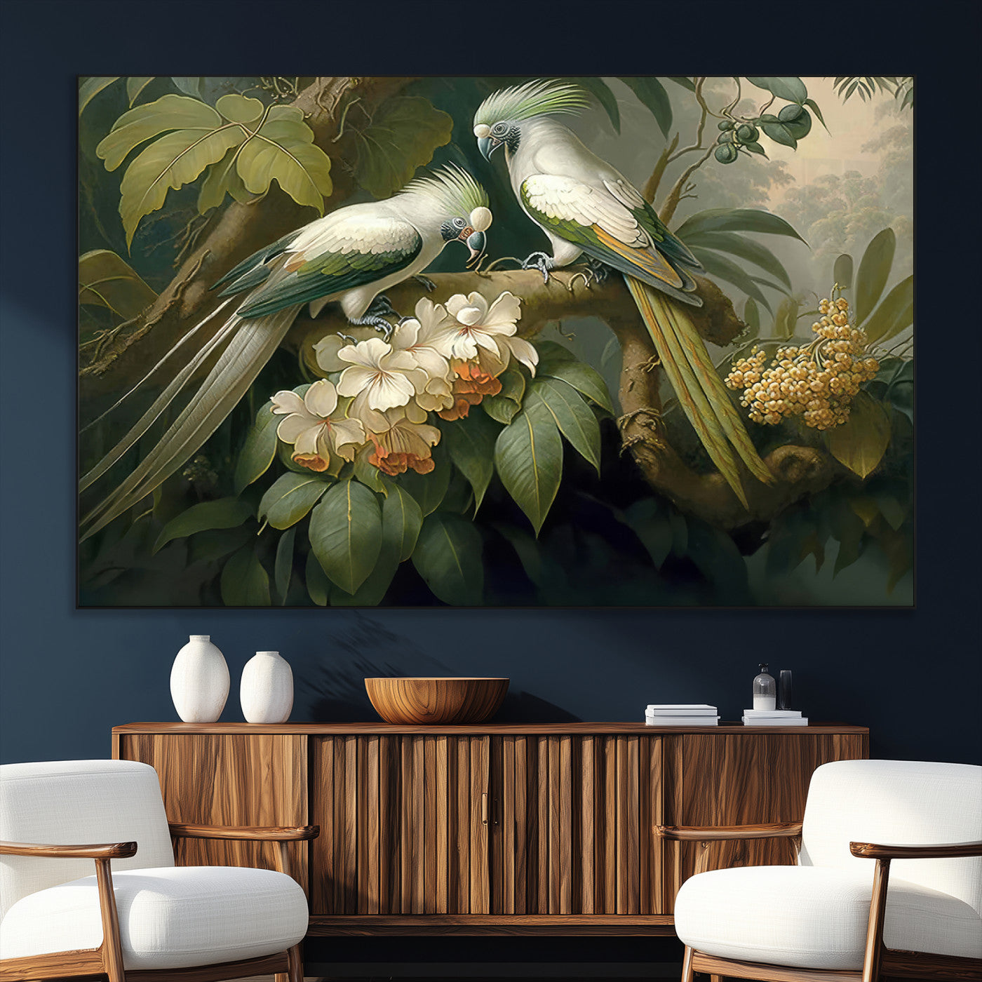 84047-SEG-FC-51X34_Oversize_Oversize-Tropical Paradise Print Wall Art Stunning Artwork of a Parrot in a Lush Forest with Beautiful