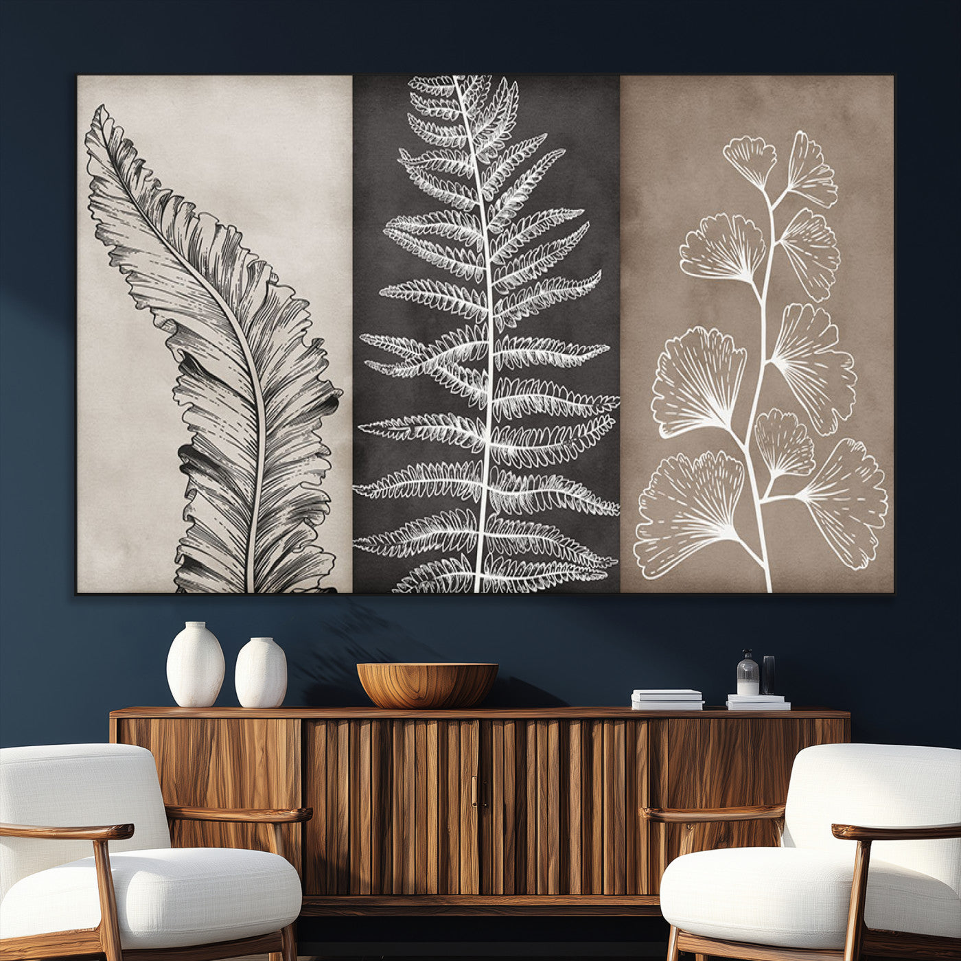 SEG-FC-51X34_Oversize - Minimalist Botanical Wall Art Canvas Print, Framed and Ready to Hang - Nature Art Print for Home