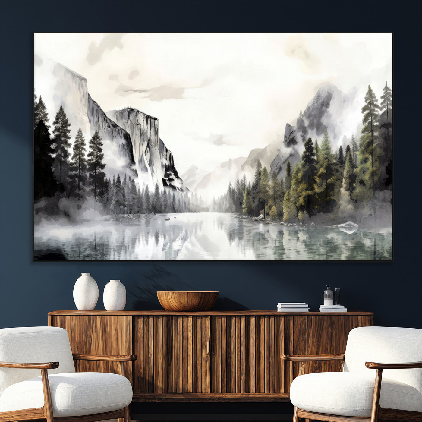 SEG-FC-51X34_Oversize - Yosemite Valley Wall Art Canvas Print – Framed and Ready to Hang – Majestic Nature Landscape Décor